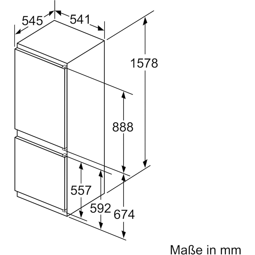 BOSCH Einbaukühlgefrierkombination »KIV77VSF0«, KIV77VSF0, 157,8 cm hoch, 54,1 cm breit