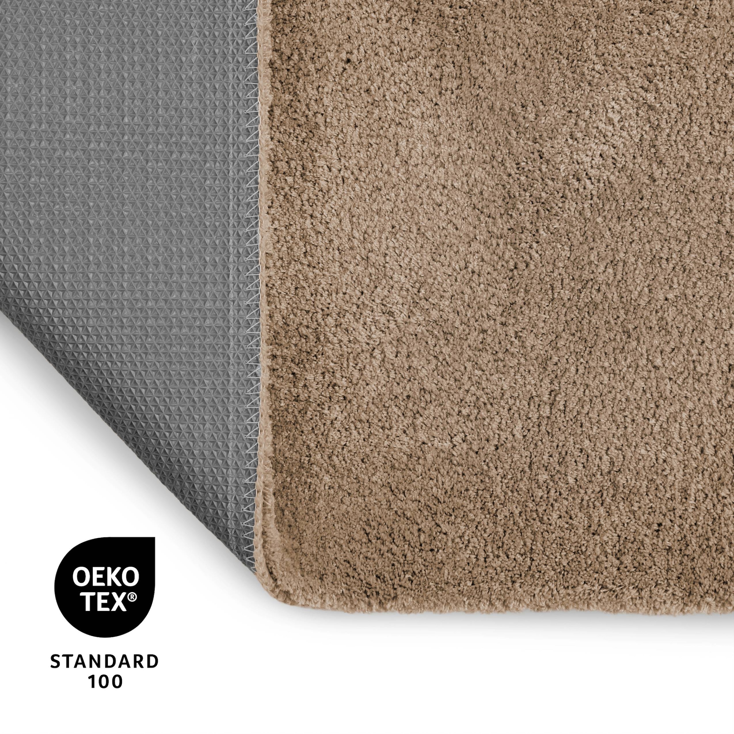 my home Badematte »Neele«, rutschhemmend beschichtet, schnell trocknend, Badteppich, getuftet, modern, Uni, antirutsch, flauschig, hochflor