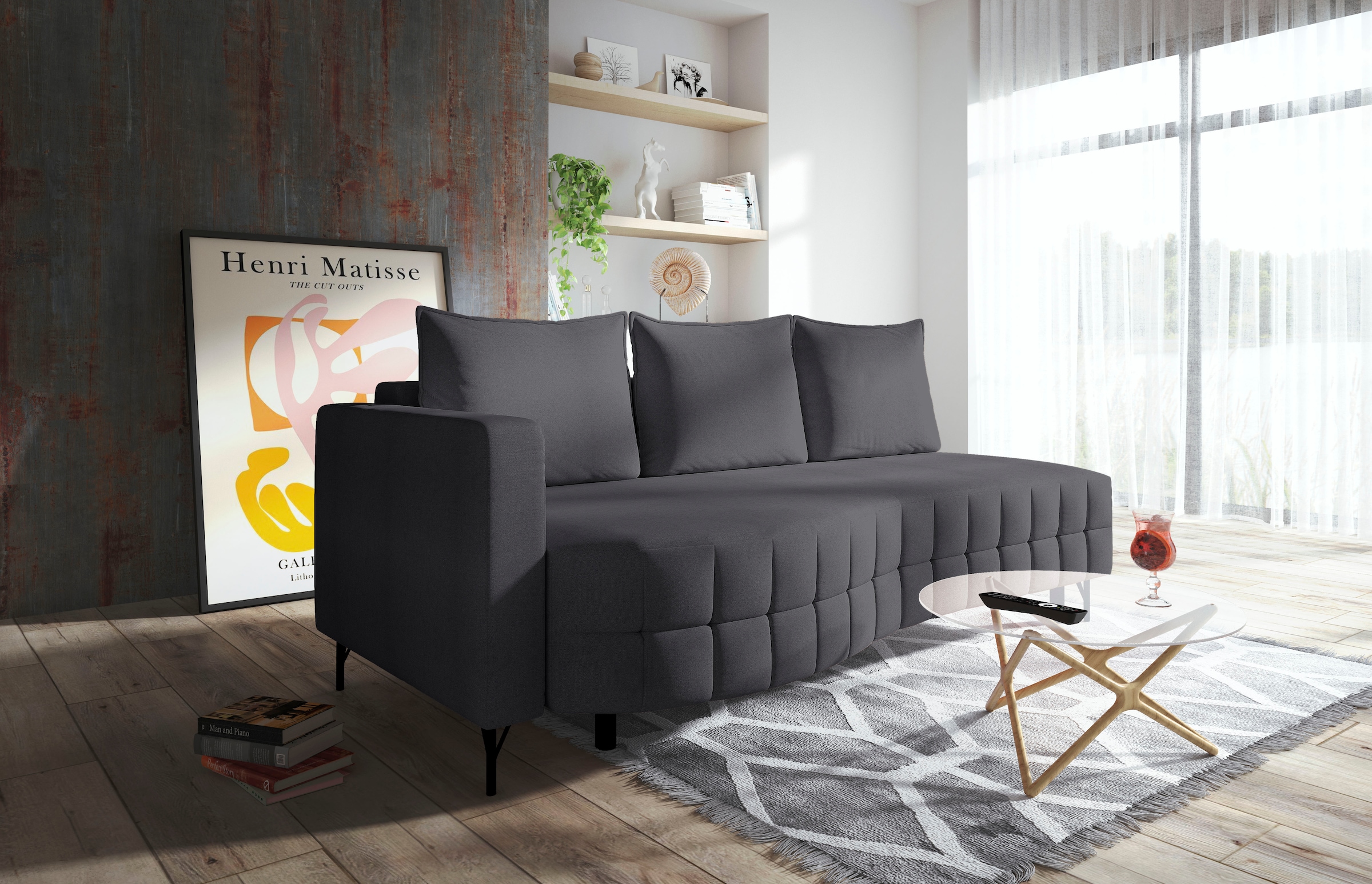 exxpo - sofa fashion Loungesofa »T wiggy Schlafsofa mit Bettfunktion und Bettkasten,«, komfortabler Federkern, super Sitzkomfort, elegante Formensprache