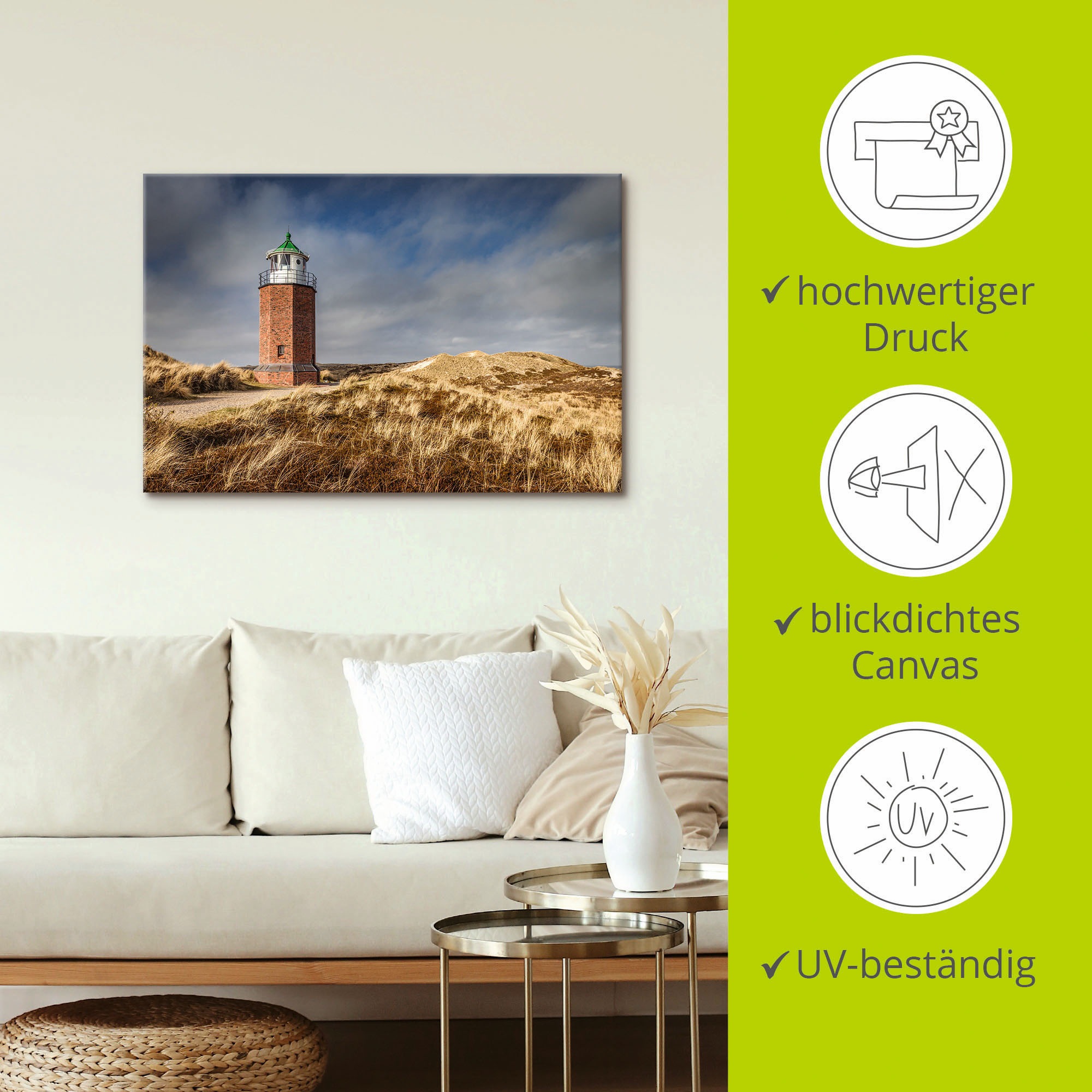 Artland Wandfolie »Leuchtturm Rotes Kliff in Kampen, Sylt«, Gebäude, (1 St.), selbstklebend
