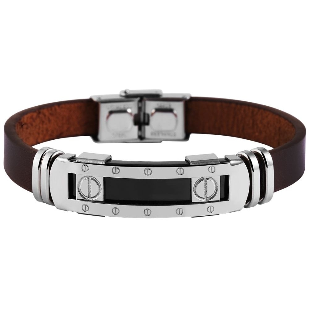 ADELIA ́S Herren Armband "Herren Armband aus Leder 22 cm", 22cm, Lederbraun, Leder, Armbänder, Zum Verschenken – passend für viele Anlässe