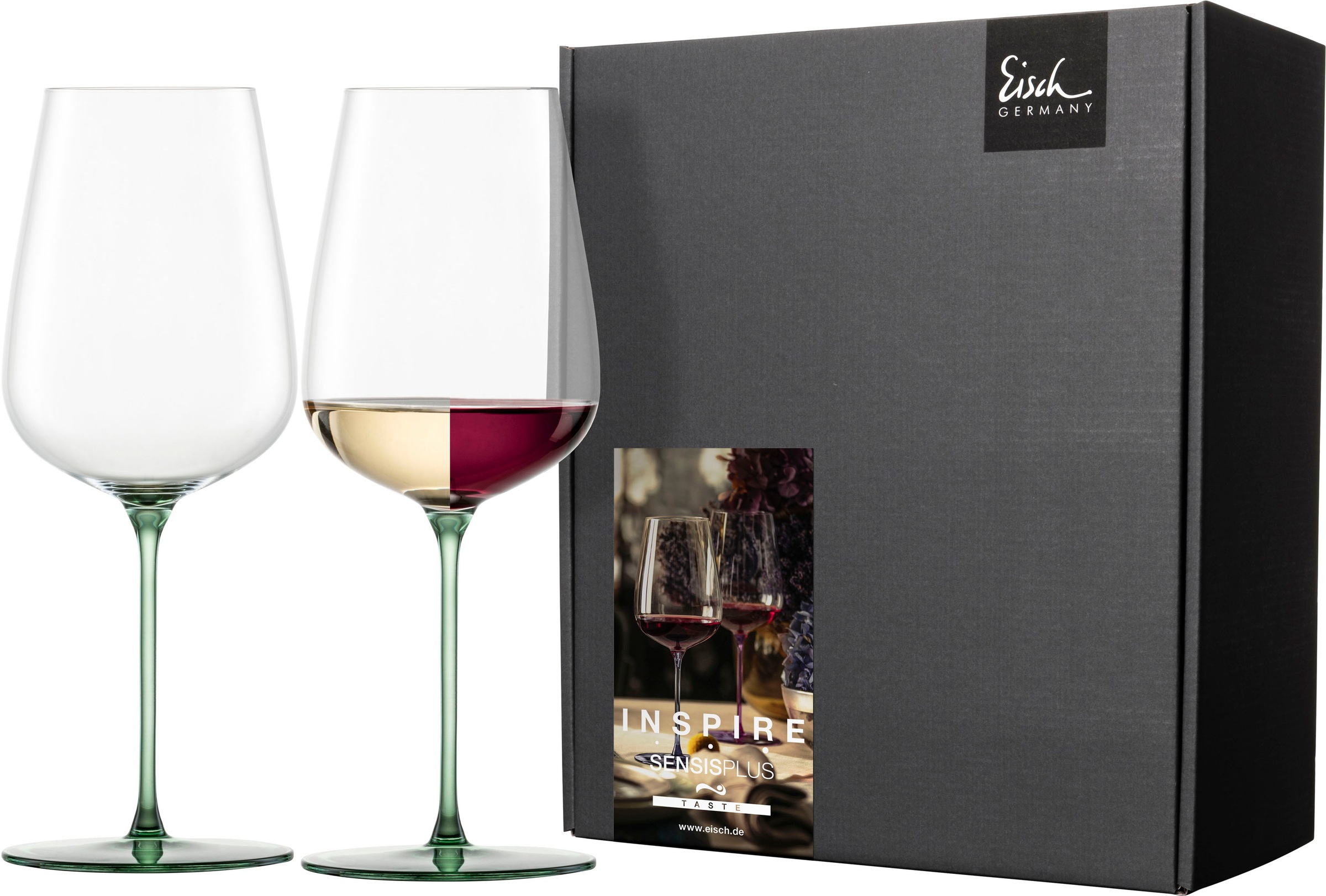 Eisch Germany Weinglas »INSPIRE SENSISPLUS, Made in Germany«, (Set, 2 tlg., 2 Gläser im Geschenkkarton), die Veredelung der Stiele erfolgt in Handarbeit, 2-teilig