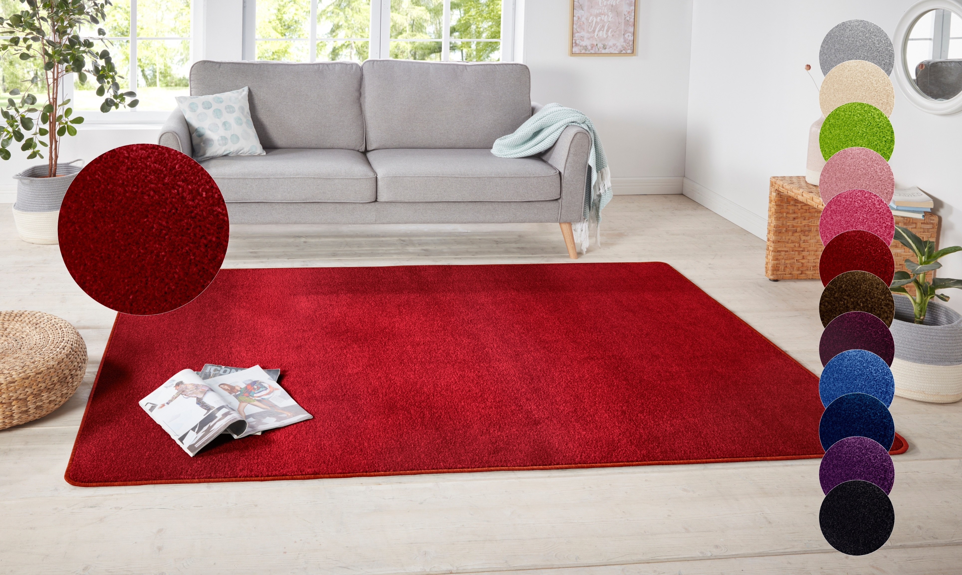 HANSE Home 1100000002199 "Shashi" rechteckig 8,5 mm Höhe Kurzflor, Unifarben, Läufer, weich, Esszimmer, Kinderzimmer, Flur
