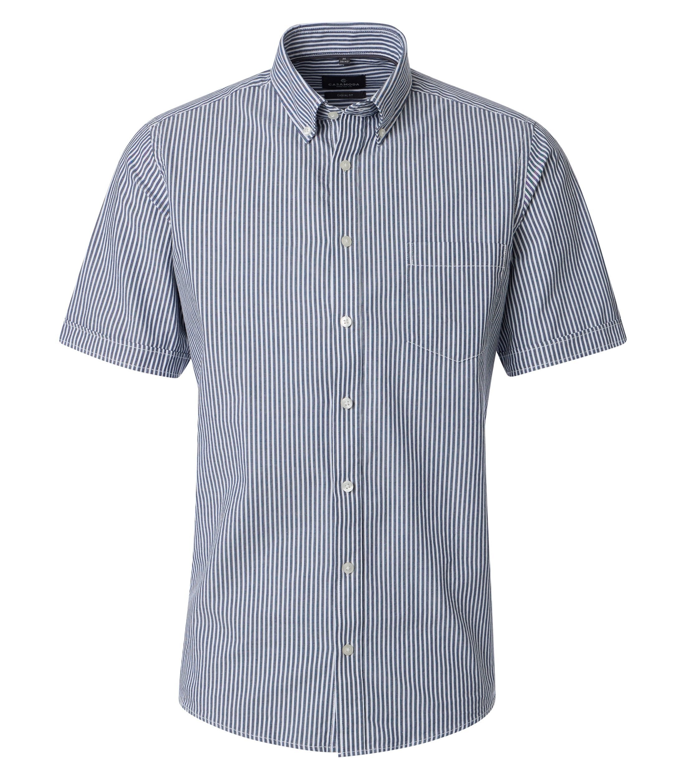 Kurzarmhemd CASAMODA "CASAMODA Freizeithemd Kurzarm gestreift", Herren, Gr. 3XL, Normalgrößen, blau, 100% Baumwolle, gestreift, lässig geschnitten, Hemden