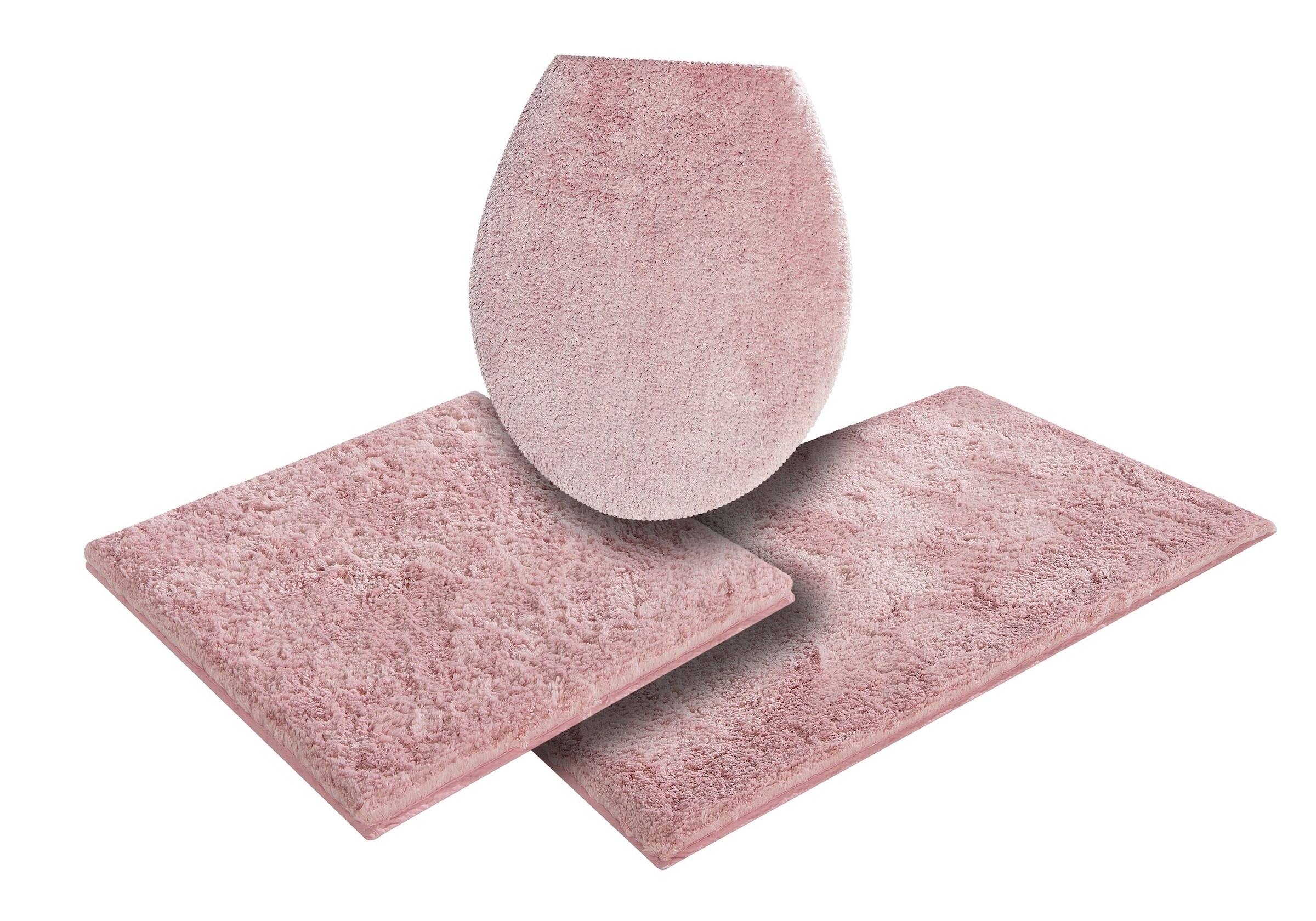 my home Badematte »Jos, Badvorleger, Badezimmer Teppich«, rutschhemmend beschichtet, fußbodenheizungsgeeignet-schnell trocknend, Badematten in Pastell-Farben, Badteppich als 3 teiliges Set erhältlich