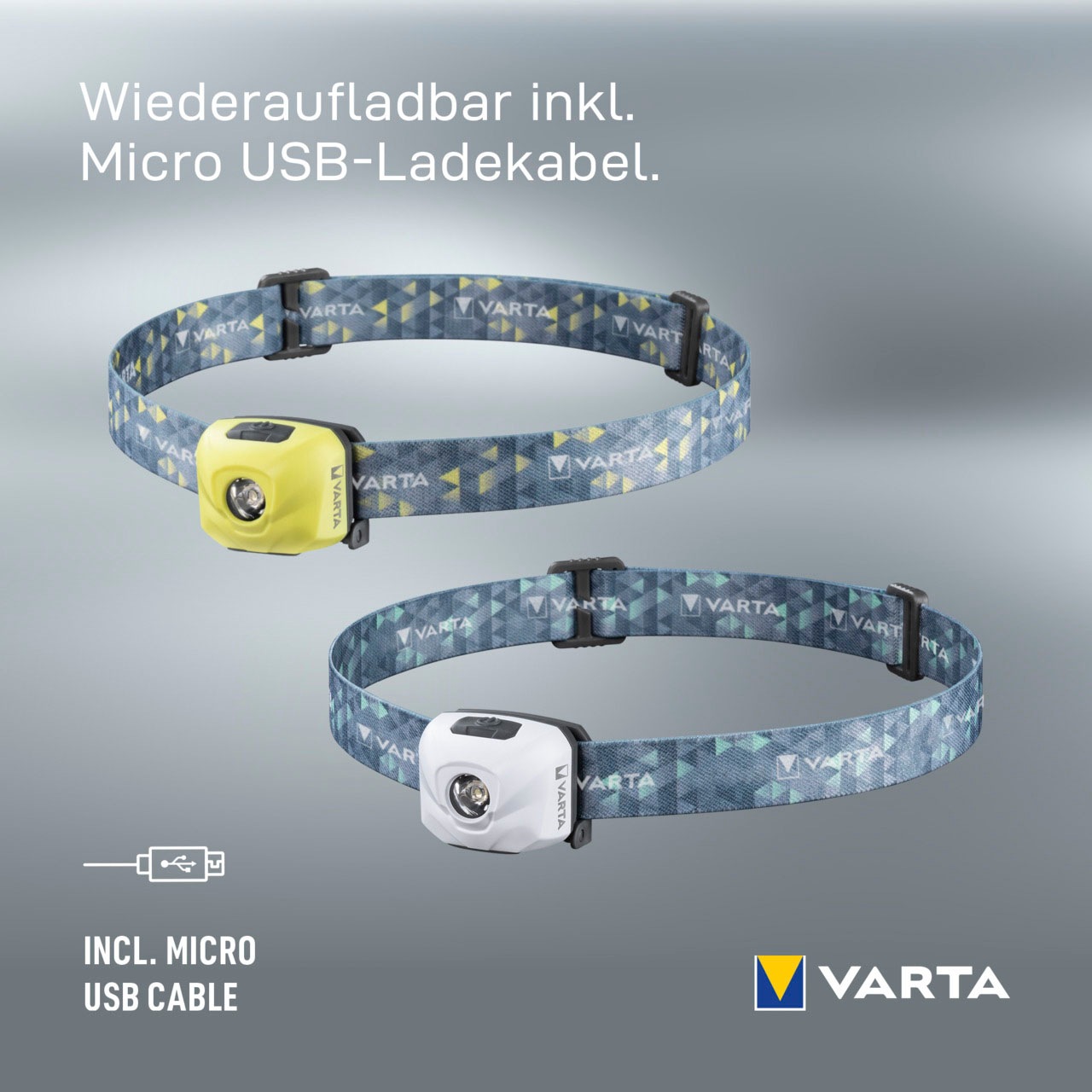 VARTA Kopflampe »Outdoor Sports Ultralight H30R«, (Packung, 1 St.), in limonen grün, leicht und kompakt, aufladbare Stirnleuchte, Kopfleuchte mit Tastensperre und Speicherfunktion der Lichteinstellungen, Joggen, Laufen, Outdoor