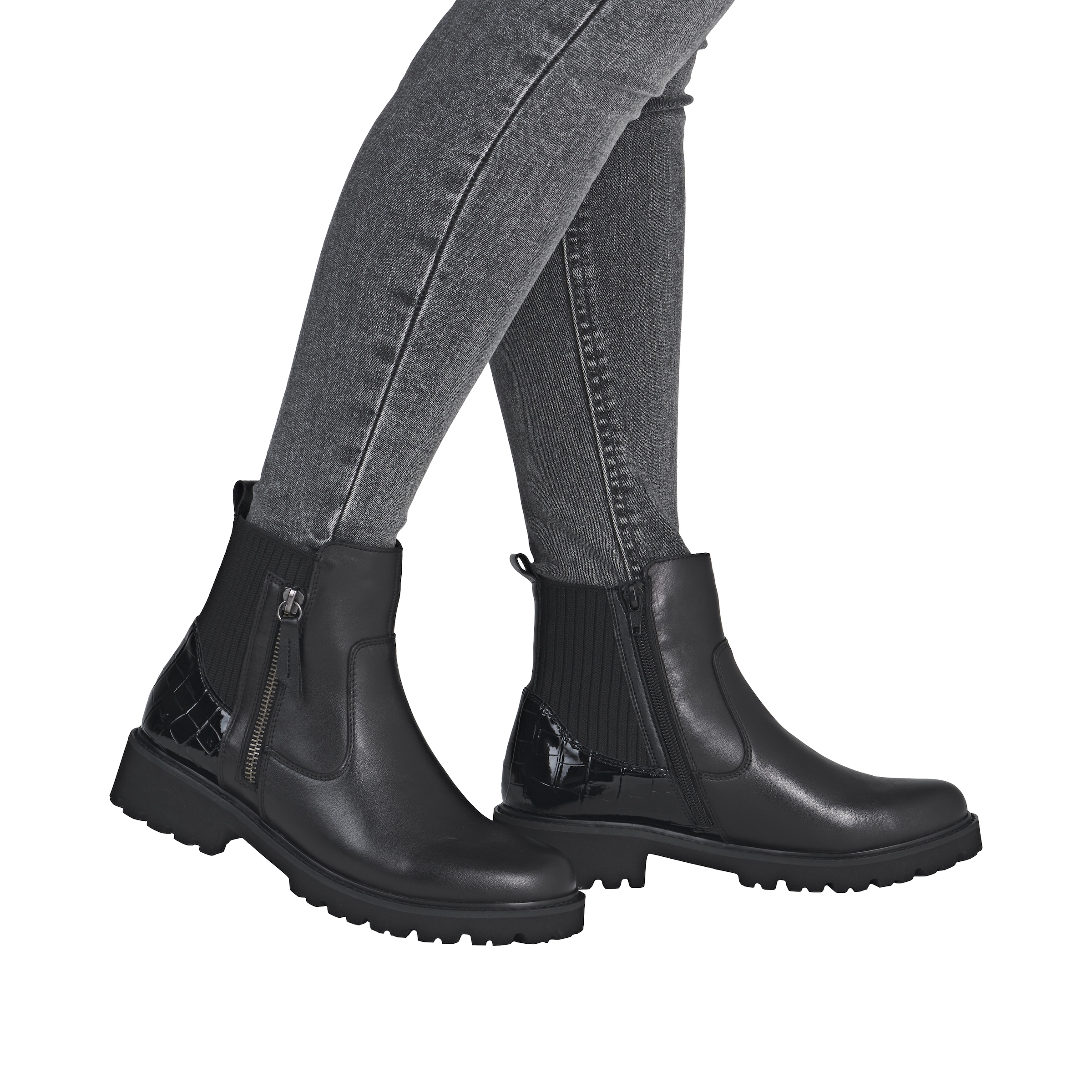 Remonte Chelseaboots, Stiefelette, Boots, Profilsohle, Blockabsatz, mit Innenreißverschluss