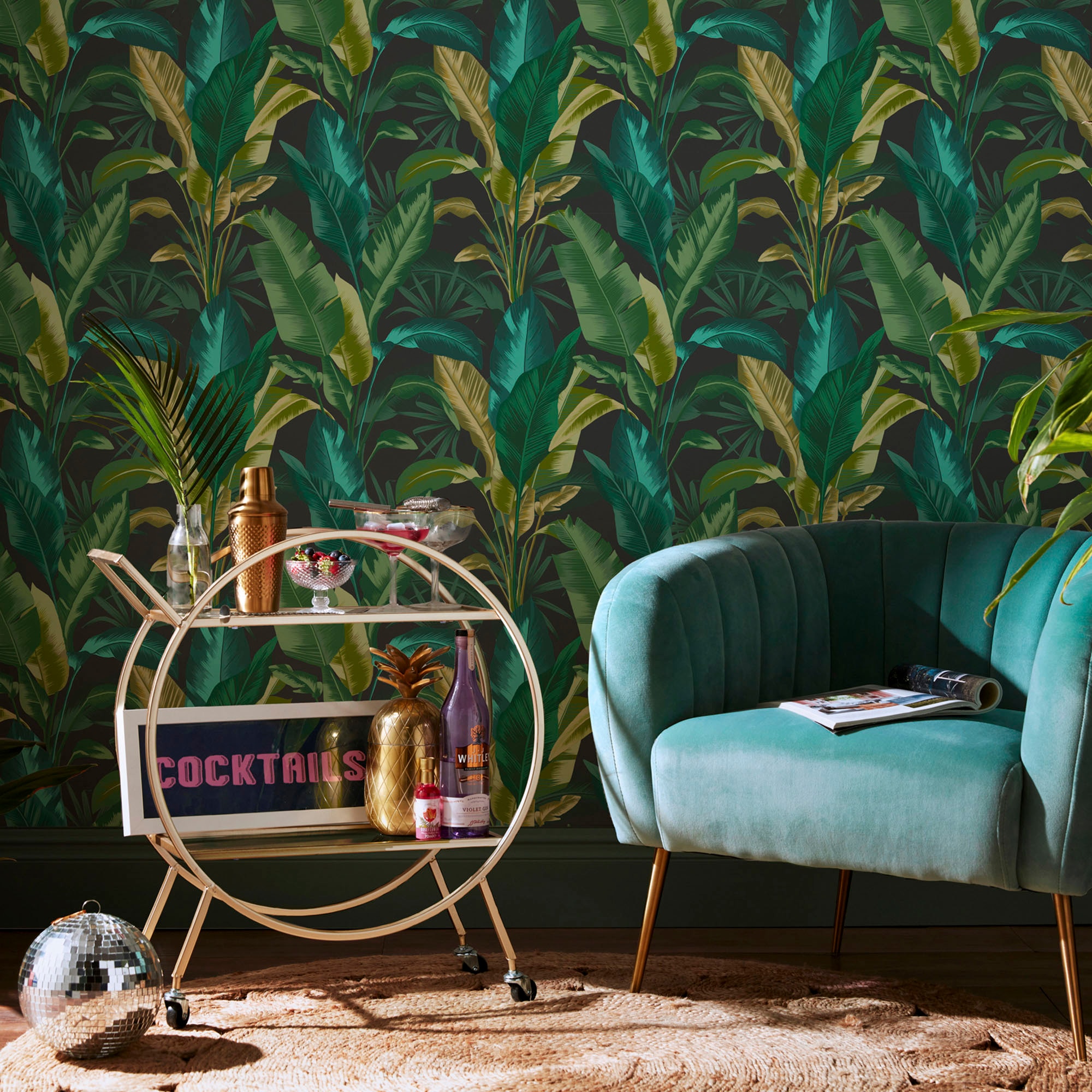 Envy Vliestapete "Leaf It Out Midnight, Sunrise And Twilight" Gemustert Glatt Gemustert, Fsc Zertifiziert, Mit Lebhaftem Druck, 10 Meter Länge