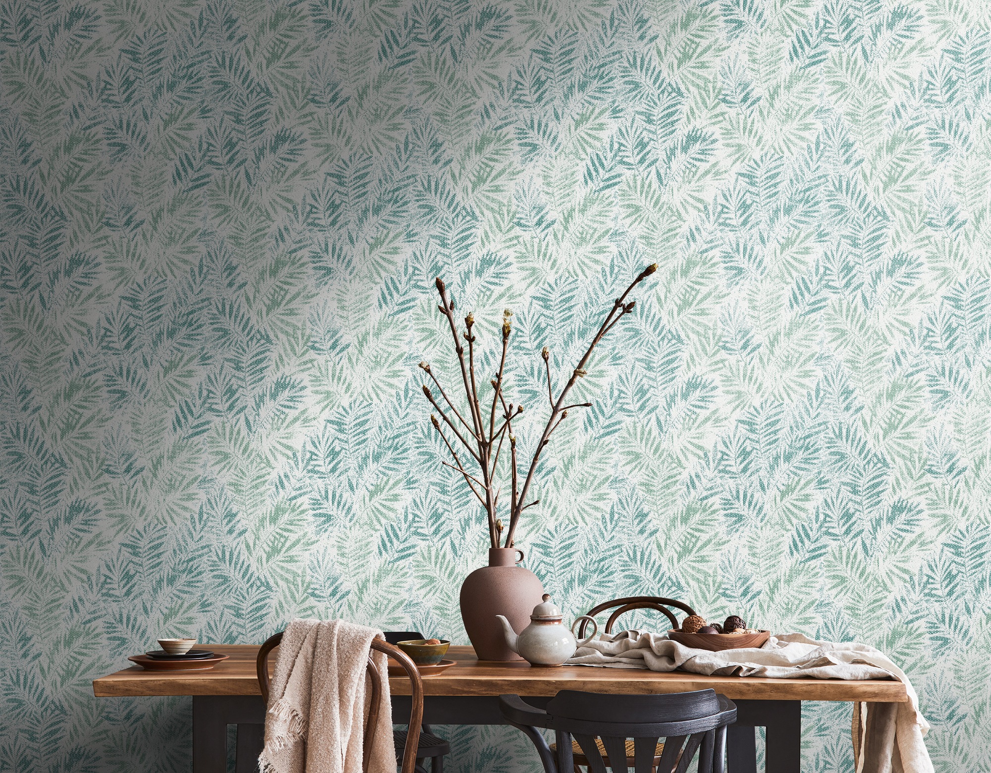 living walls Vliestapete »Metropolitan Stories. Travel Styles. Tapete mit Blättern«, leicht glänzend-gemustert-abstrakt, Glitzertapete Floral Pflanzen Hochwertig Tapeten Wohnzimmer modern