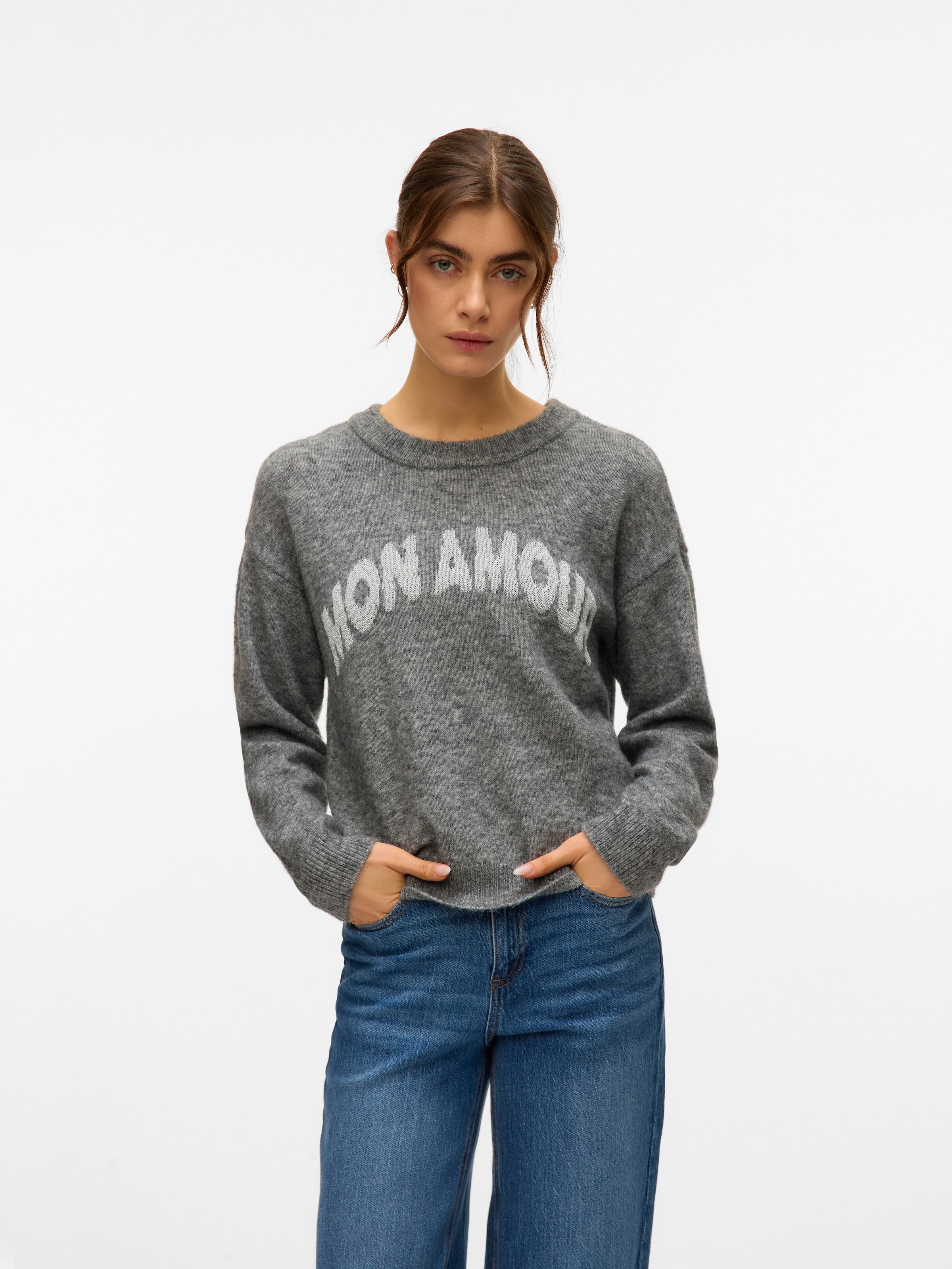Vero Moda Strickpullover "VMAMOREMIO LS O-NECK PULLOVER BOO" günstig online kaufen