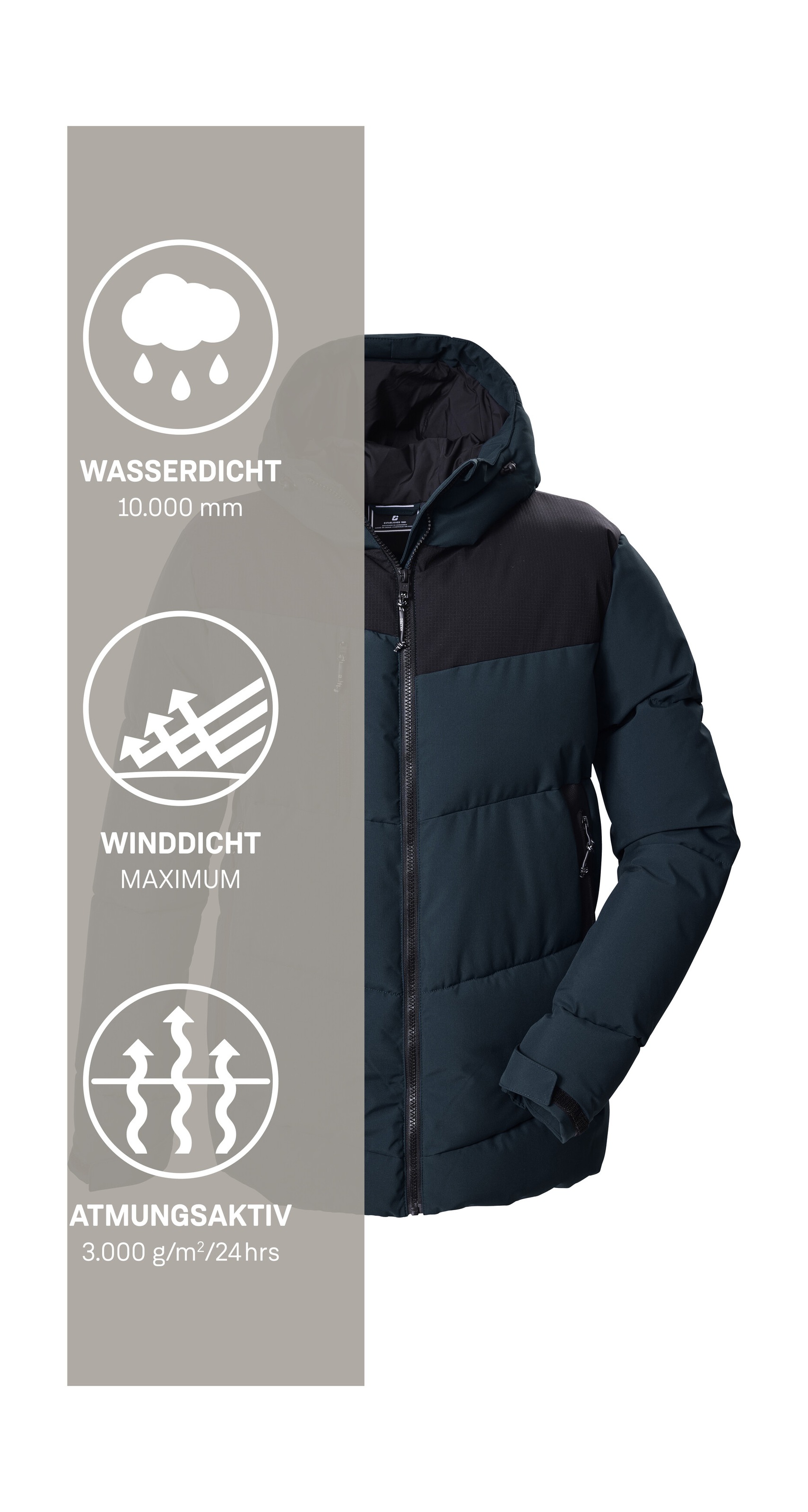 Killtec Steppjacke »KOW 84 MN QLTD JCKT« Winddicht und wasserabweisend, 10.000 mm Wassersäule, atmungsaktiv