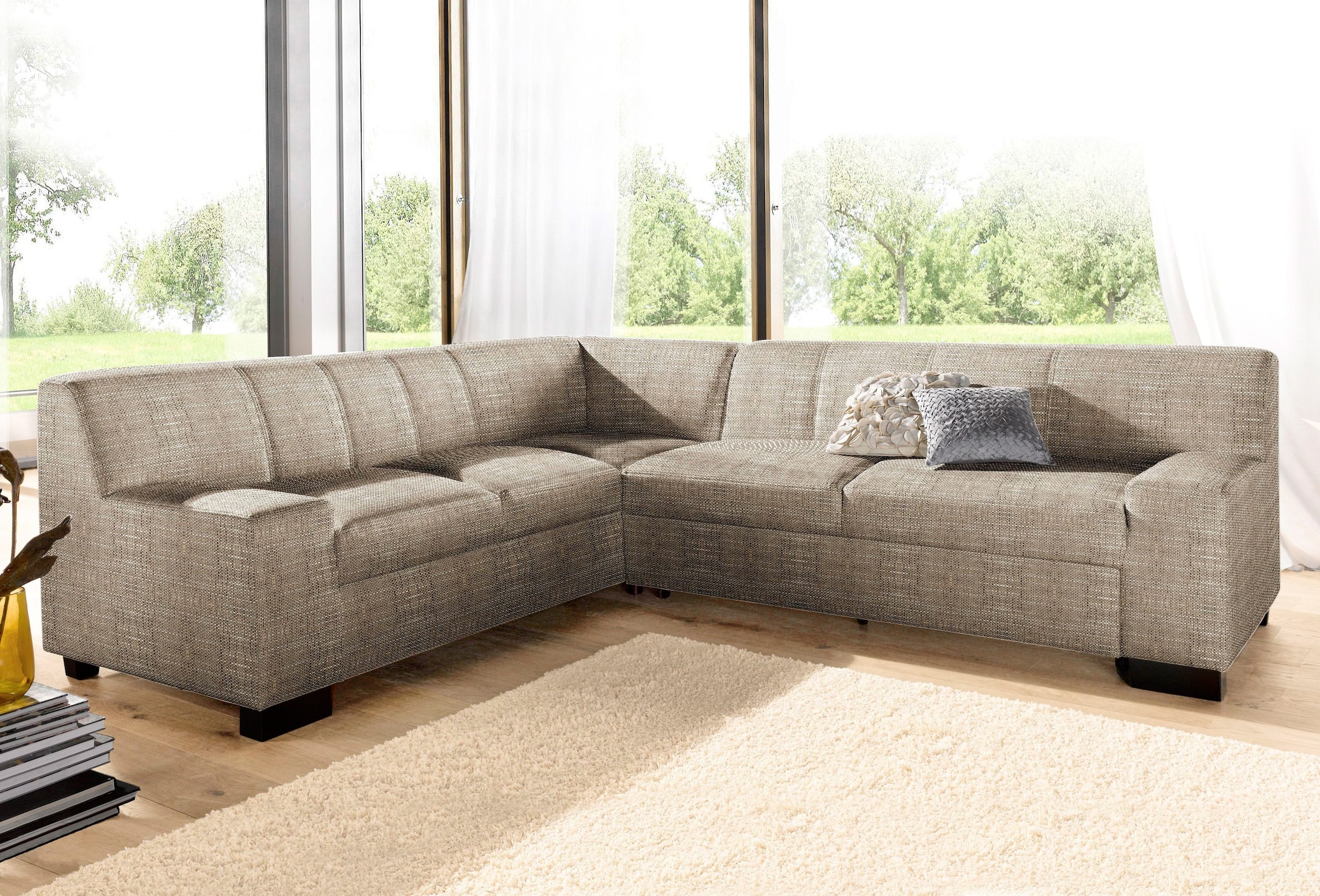 DOMO collection Ecksofa "Norma, moderne Armlehnen, zeitlos und elegant, Breite 247cm, L-Form" wahlweise mit Bettfunktion