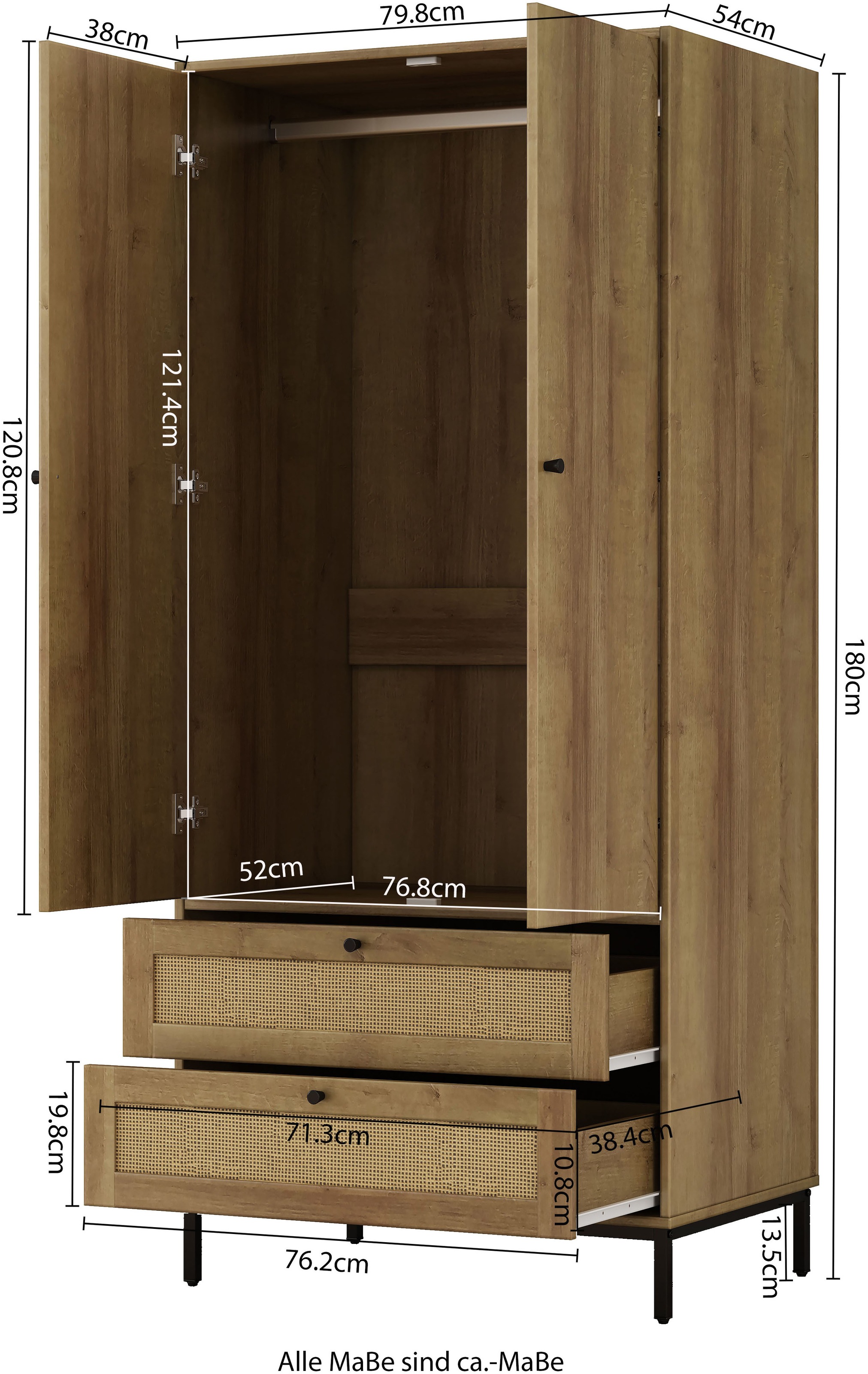 OTTO home Kleiderschrank »Montala Schlafzimmerschrank Garderobe Boho Design Bestseller«