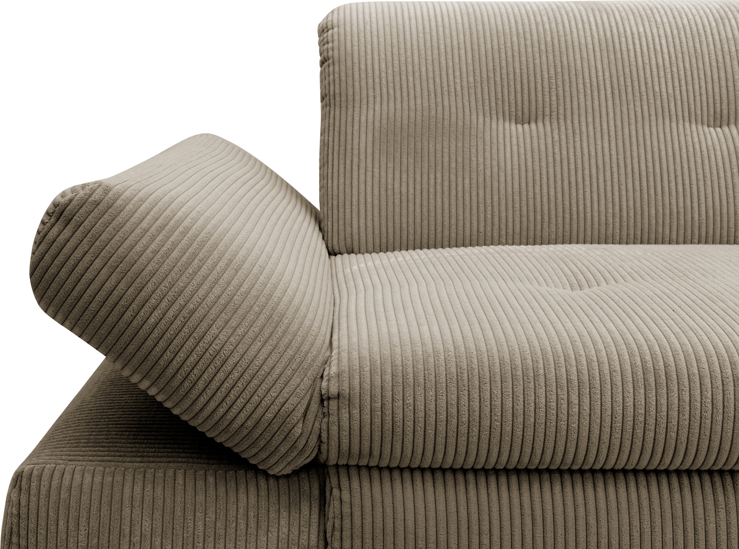 DOMO collection Ecksofa »Moric, L-Form, XXL-Sofa - Breite 300cm«, wahlweise mit Bettfunktion und Armteilverstellung, Cord