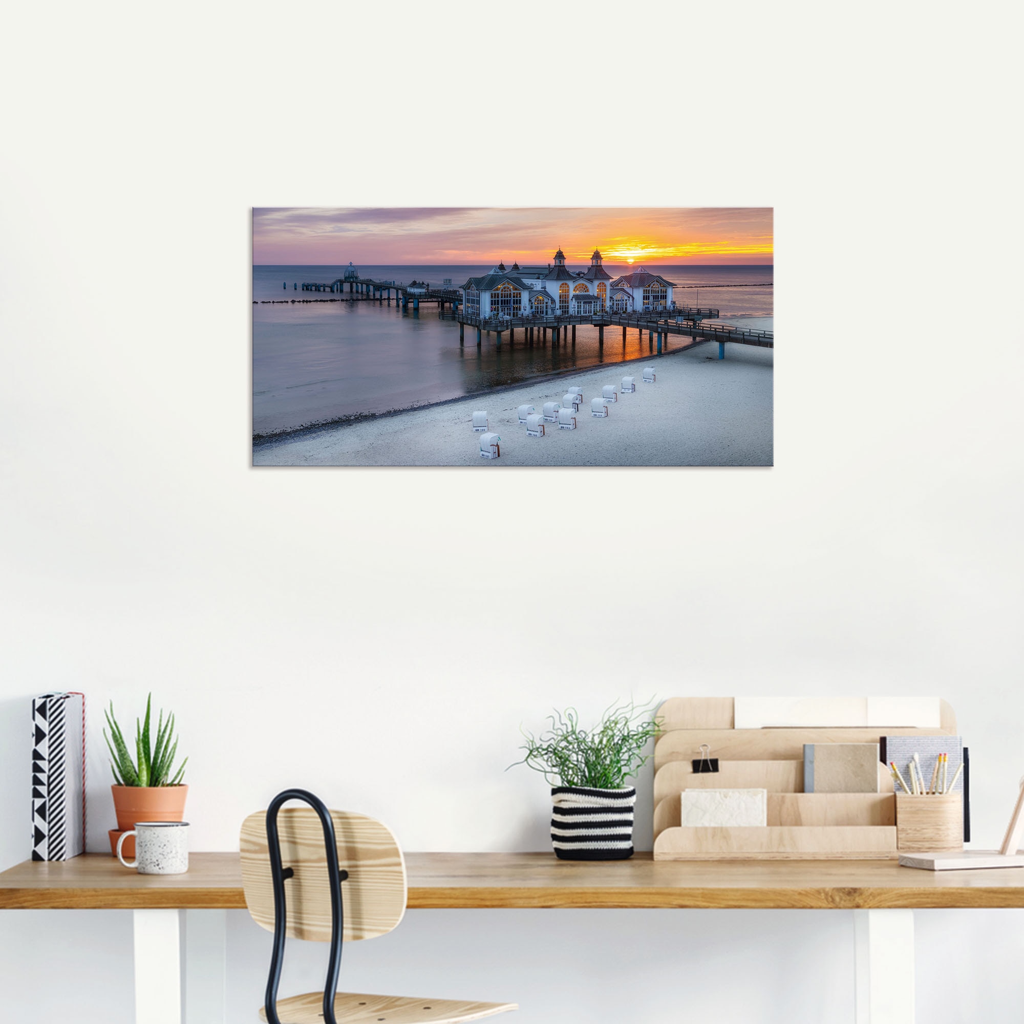 Artland »RÜGEN Seebrücke in Sellin Sonnenaufgang« Bilder vom Sonnenuntergang & -aufgang 1 Stk. tlg. als Alubild, Leinwandbild in verschied. Größen