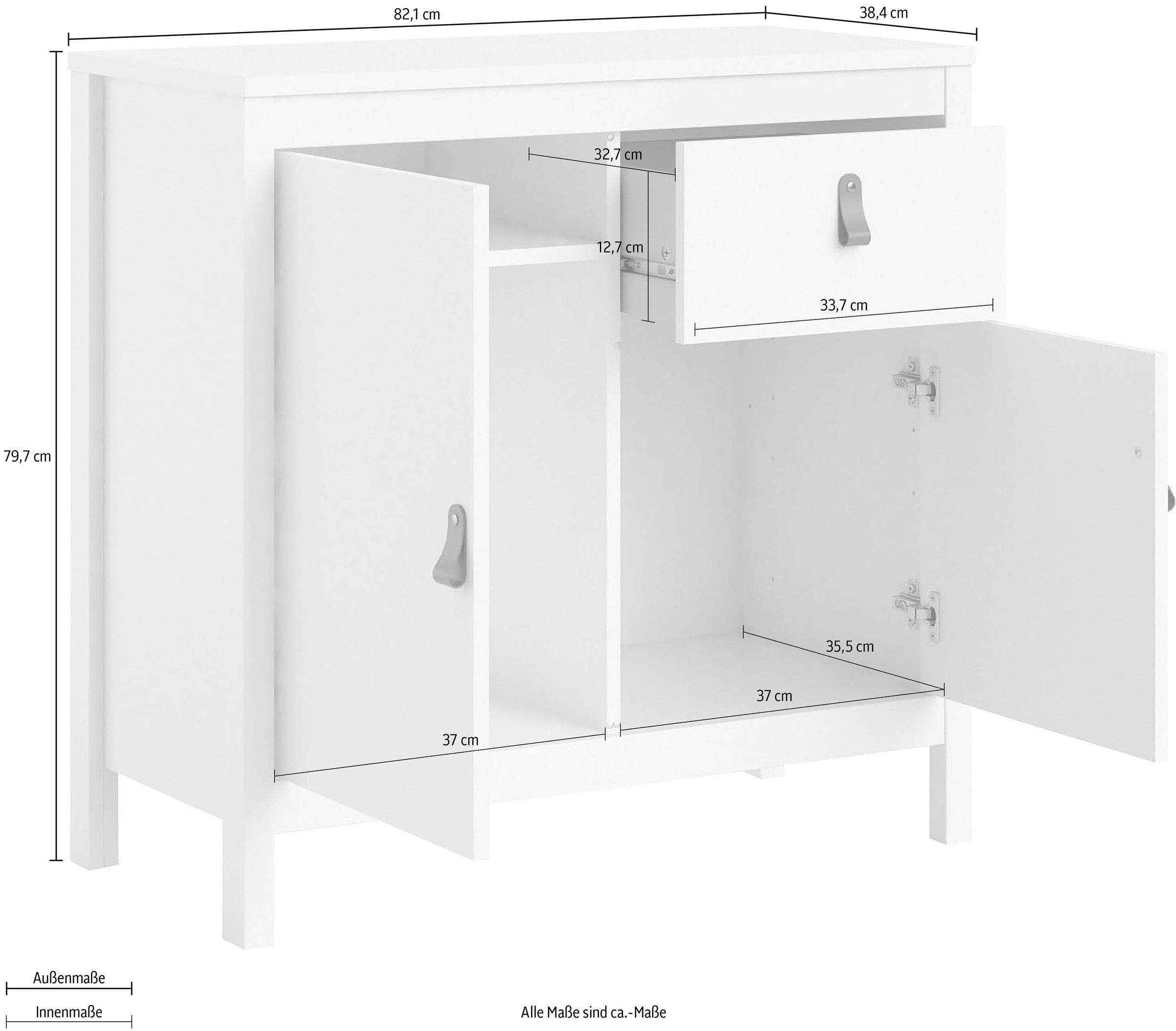 Home affaire Sideboard »Madrid, Aufbewahrung, Schubladenschrank, Sideboard,«, mit 2 Türen und 2 Schublade, Breite 82 cm, Höhe 80 cm