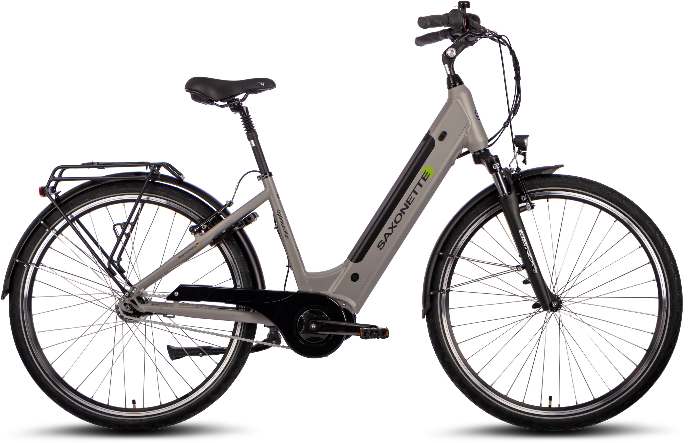 SAXONETTE E-Bike »Optimum Plus«, 7 Gang, Mittelmotor 250 W, E-Bike Citybike, integriertes Rahmenschloss, Pedelec