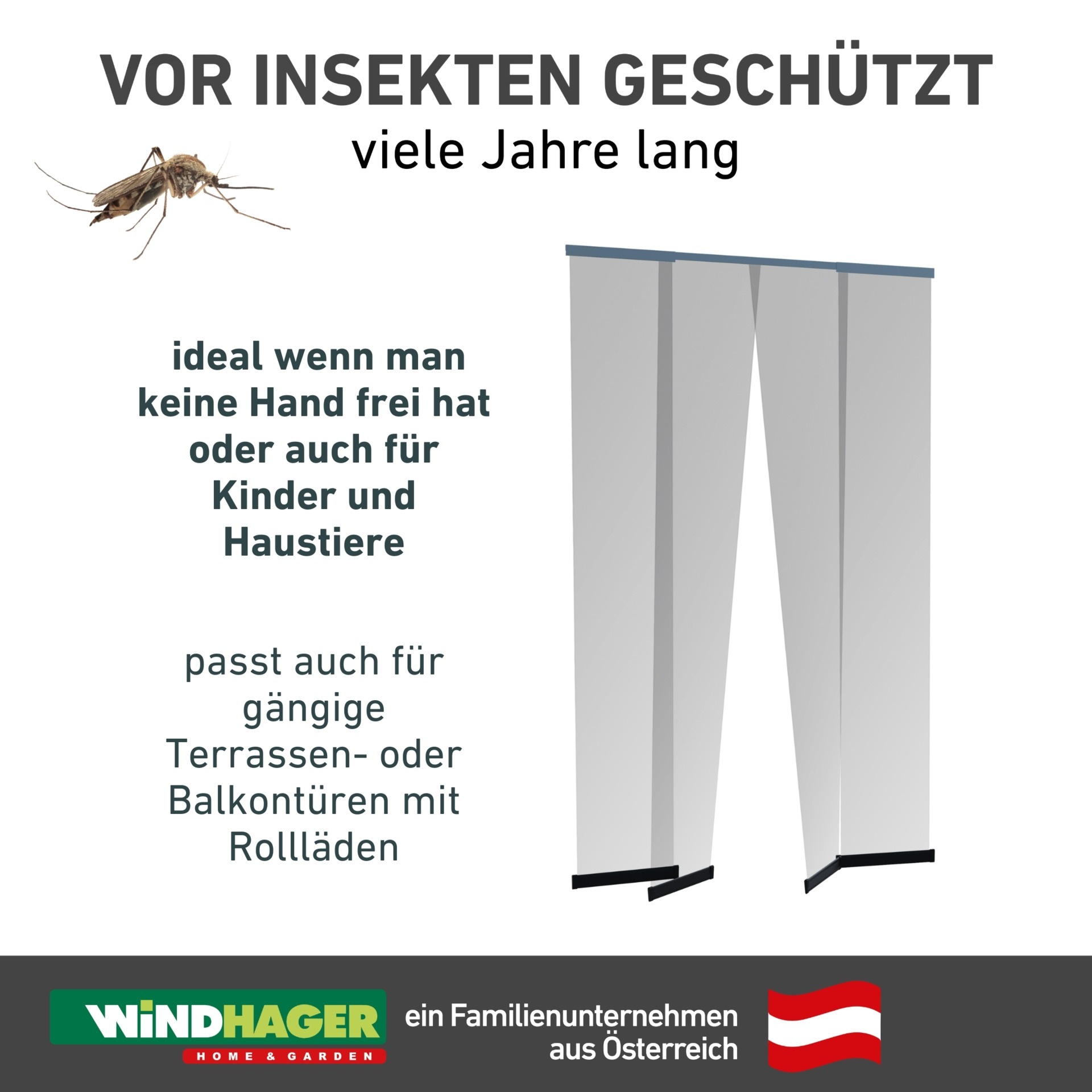 Windhager Insektenschutz-Vorhang »Teleskop aus UV-beständigem Polyestergewebe, Fliegengitter Vorhang« Lamellenvorhang, Türvorhang, 120 x 250 cm, anthrazit, ohne bohren