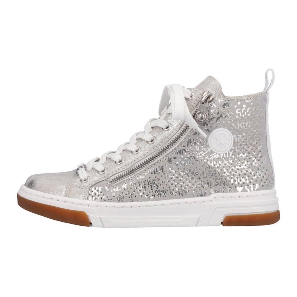 Rieker Sneaker, High Top-Sneaker, Freizeitschuh, Schnürschuh im Metallic-Look