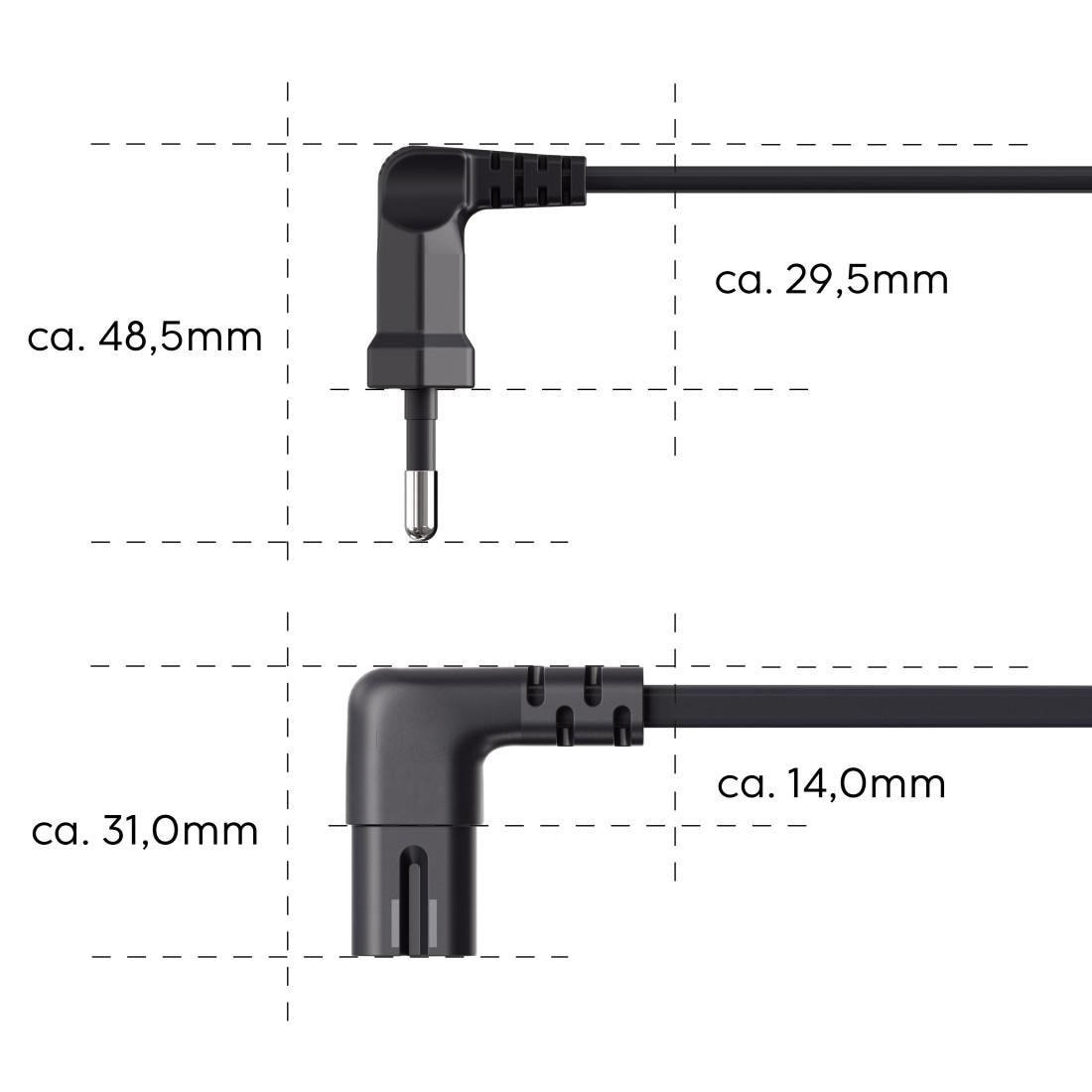 Hama Netzkabel »Netzkabel, beidseitig gewinkelt, Euro Stecker, Doppelnut, C7, 1,5 m«, Typ C (Eurostecker), 150 cm