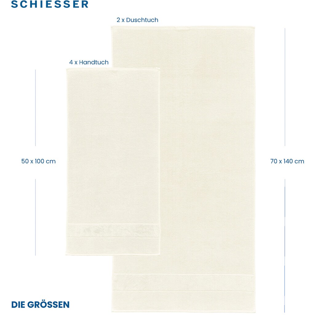 Schiesser Handtücher »Turin im 4er Set aus 100% Baumwolle«, (2 St.)