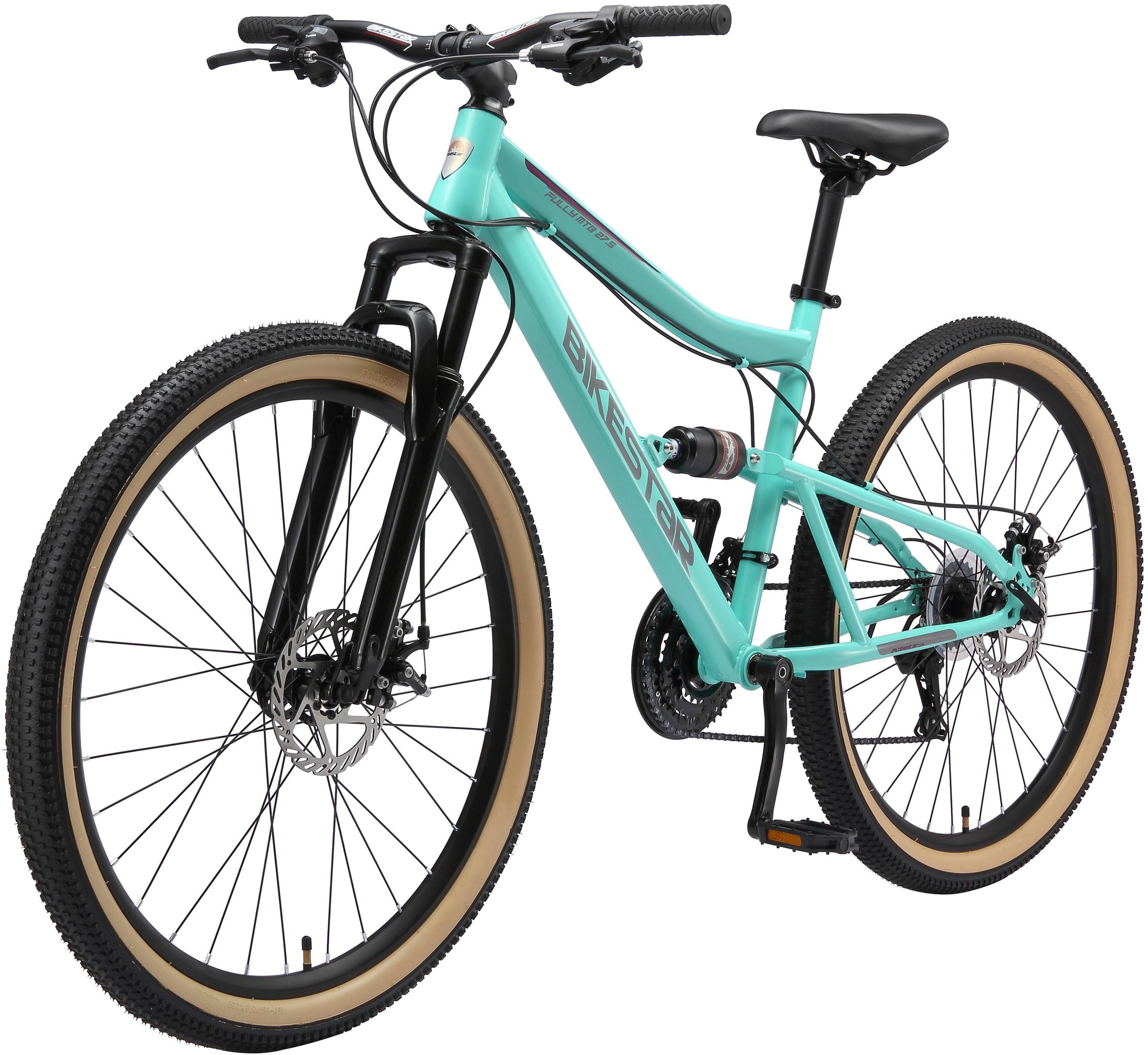 BIKESTAR Mountainbike, 43cm, 27,5 Zoll (69,85cm), grün, Fahrräder, für Damen und Herren, Kettenschaltung