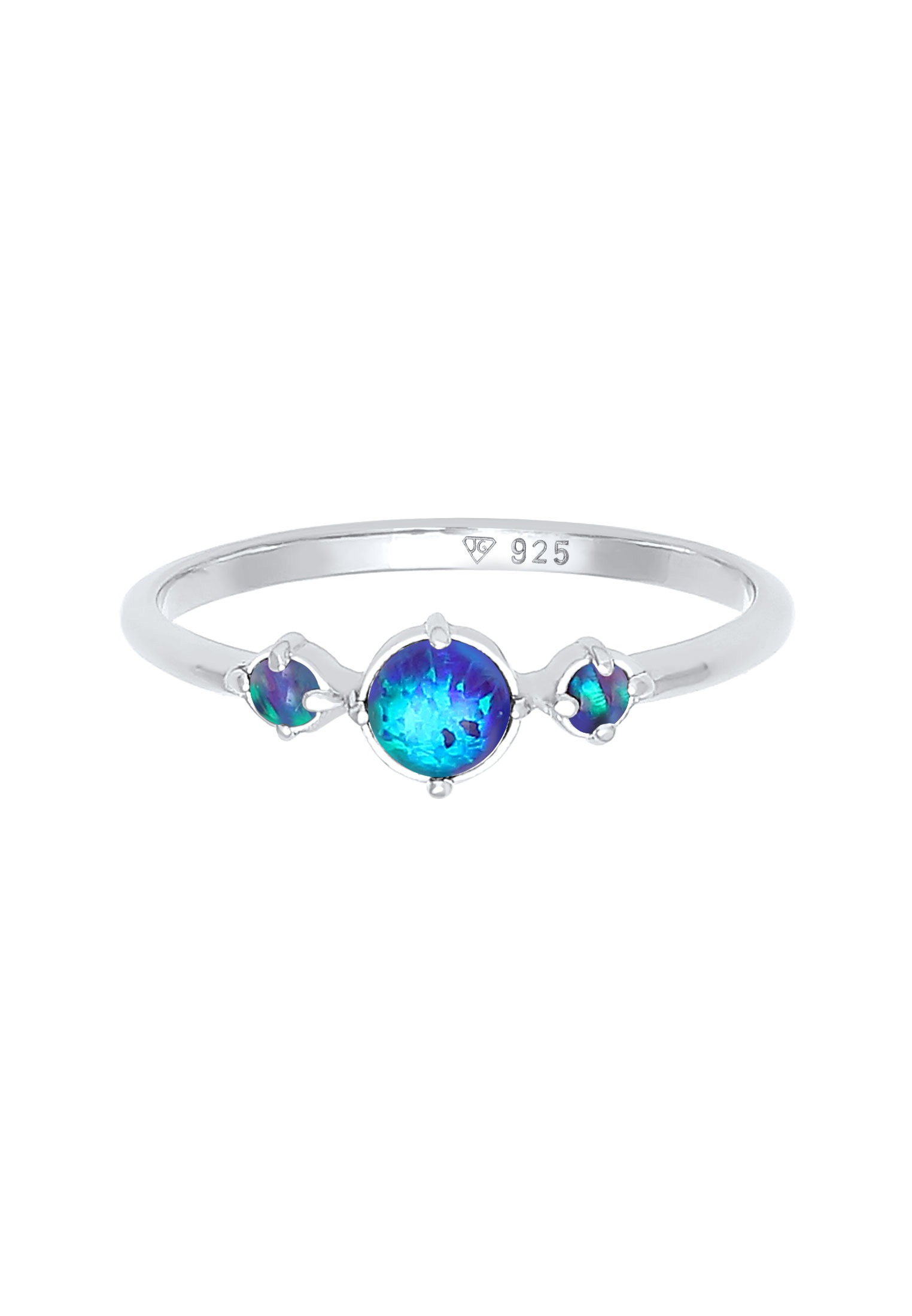 Elli Fingerring »Opal Rund Trio Vintage 925er Silber«