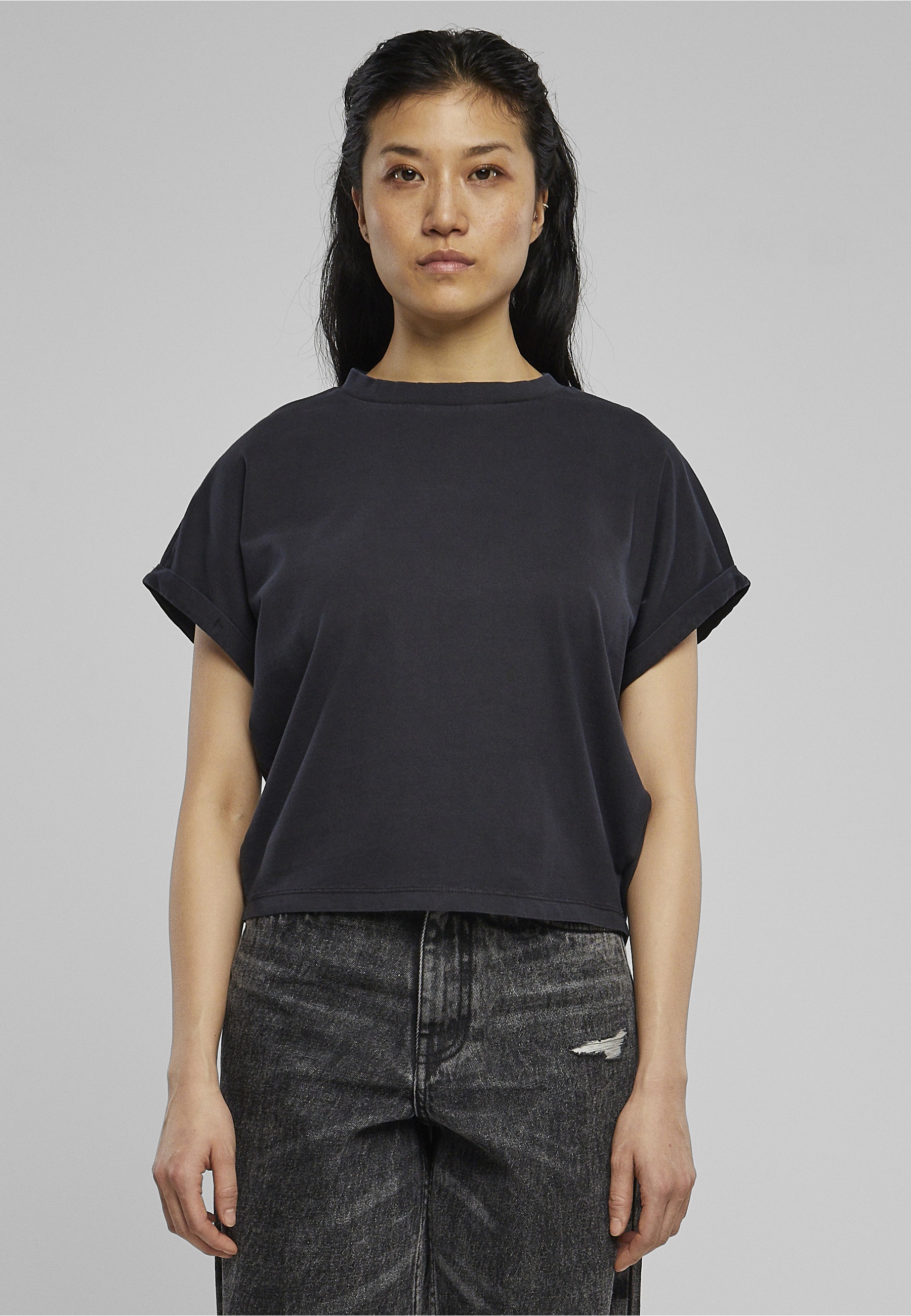 URBAN CLASSICS T-Shirt »Urban Classics Damen Ladies Short Pigment Dye Cut On Sleeve Tee« 1 Stk.