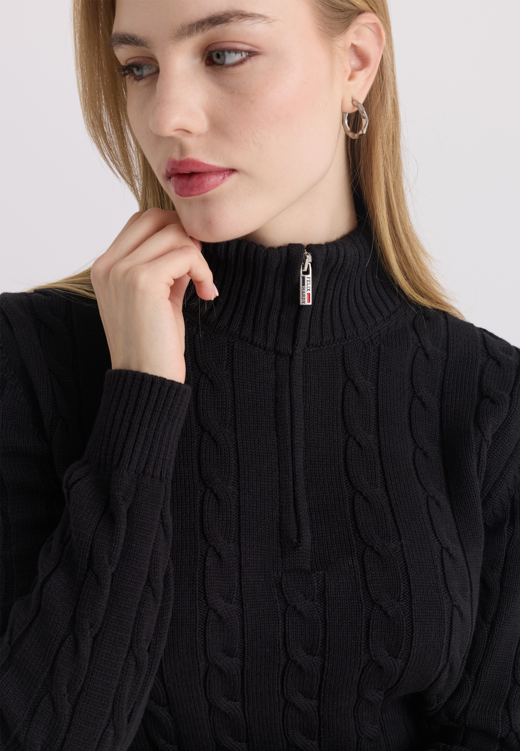Felix Hardy Stehkragenpullover »Pullover mit Zopfmuster«