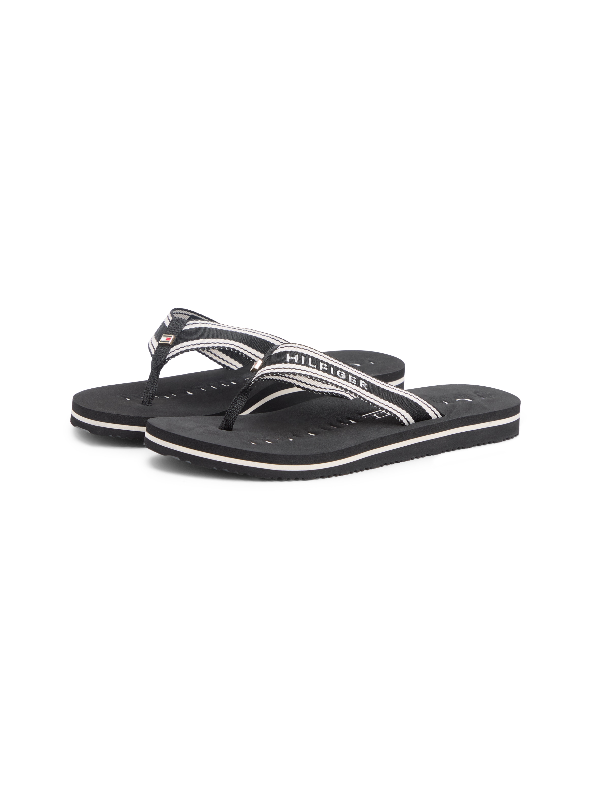 Tommy Hilfiger Zehentrenner »TH WEBBING SUMMER SANDAL«  Sommerschuh, Strandschuh, Dianette mit Streifen und Logoschriftzug