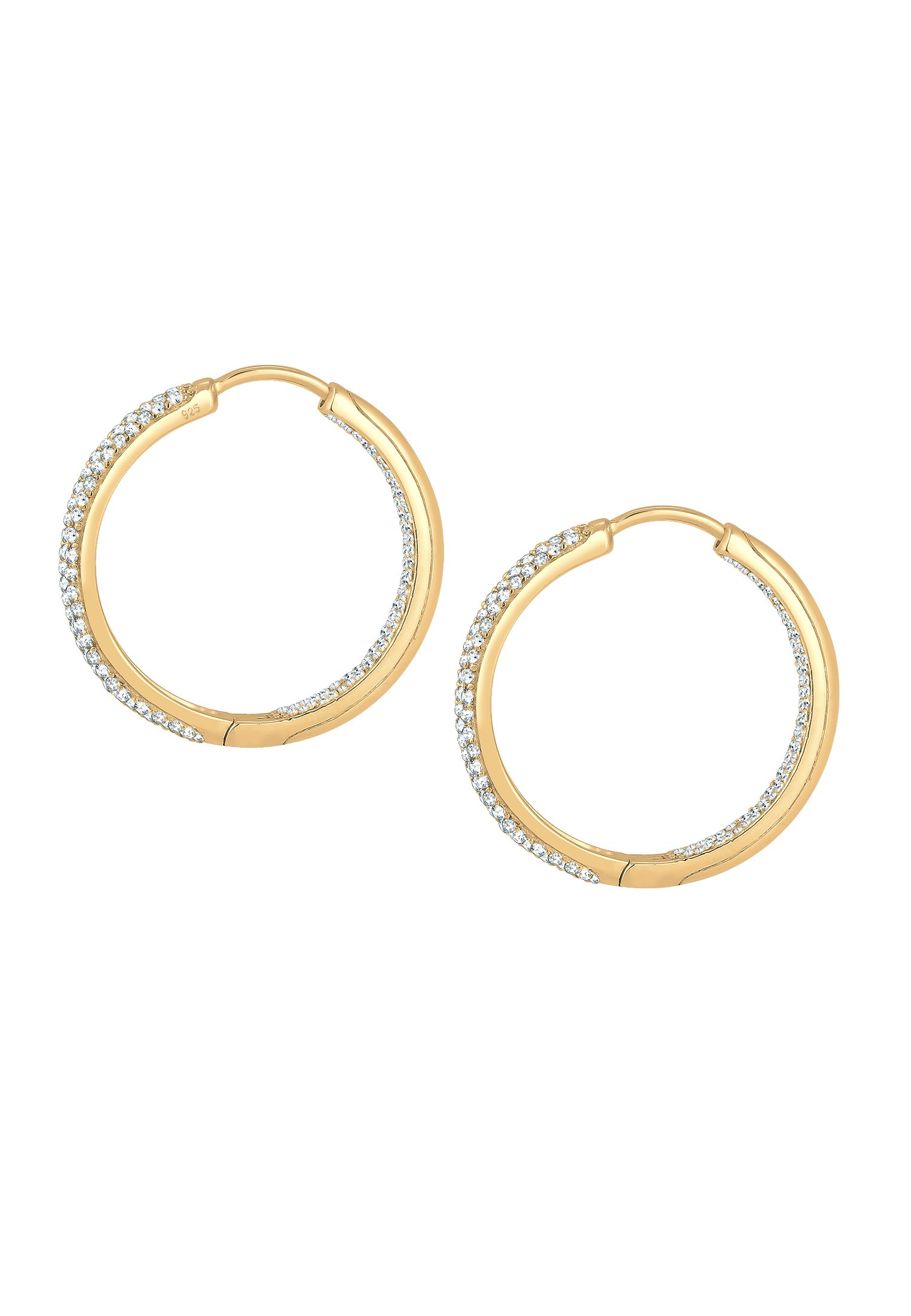 Elli Premium Paar Creolen »Creolen mit Glas Kristalle 925 Sterling Silber«