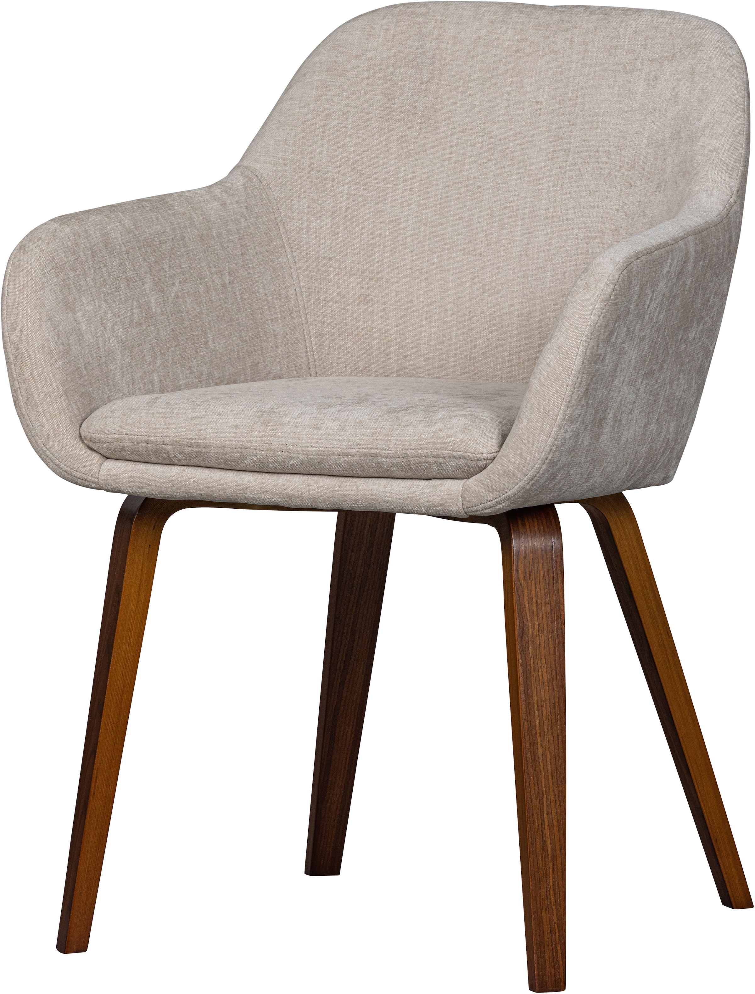 WOOOD Esszimmerstuhl »Base mit Velvet-Melange-Bezug, B 58 x T 58 x H 80 cm« (Set) 2 Stk.Walnussfurnier-Gestell, Armlehnen integriert, Tragkraft 100 kg