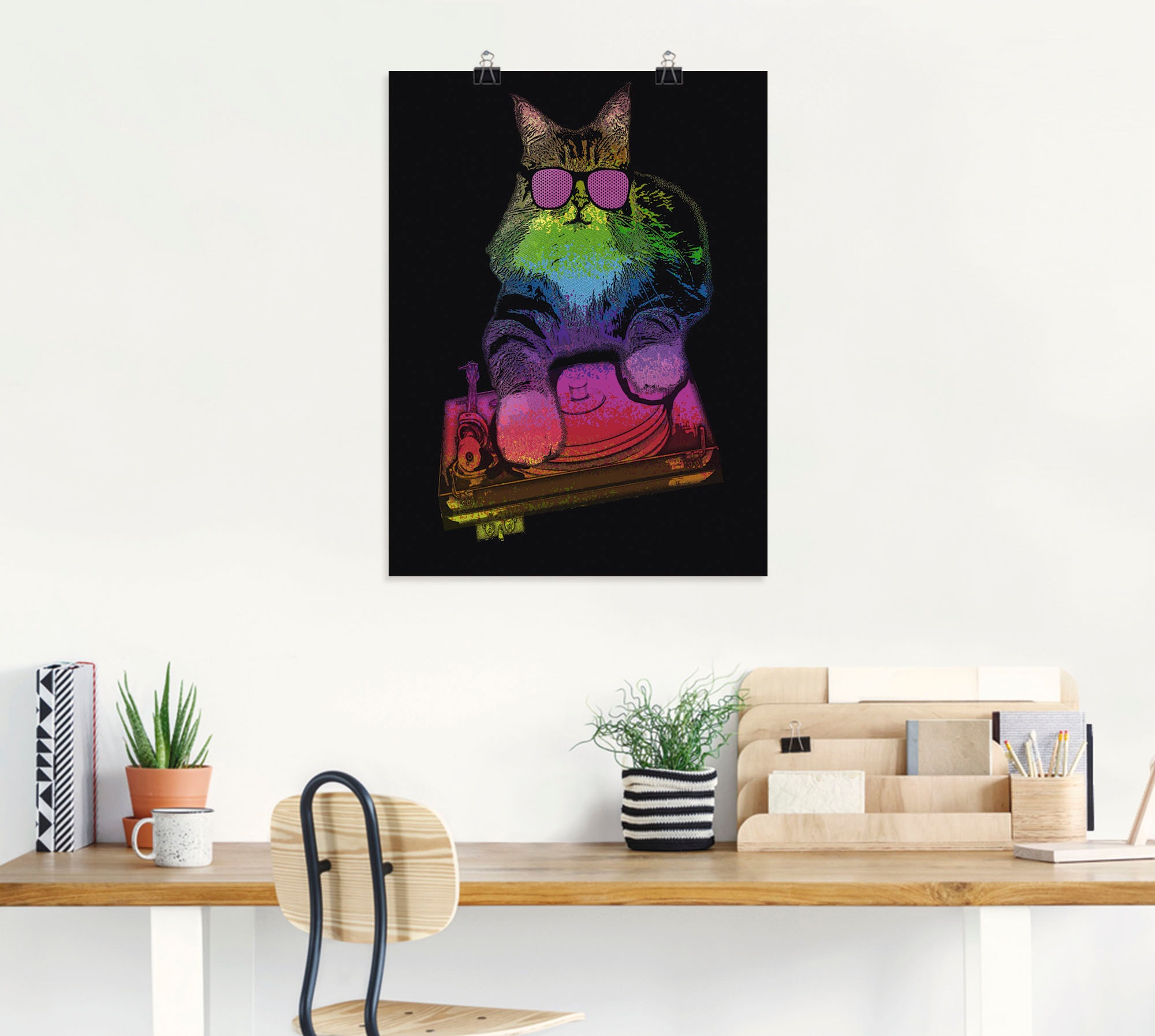 Artland Wandbild "Witzige DJ Katze Party Musik", Humor, (1 St.), als Alubil günstig online kaufen