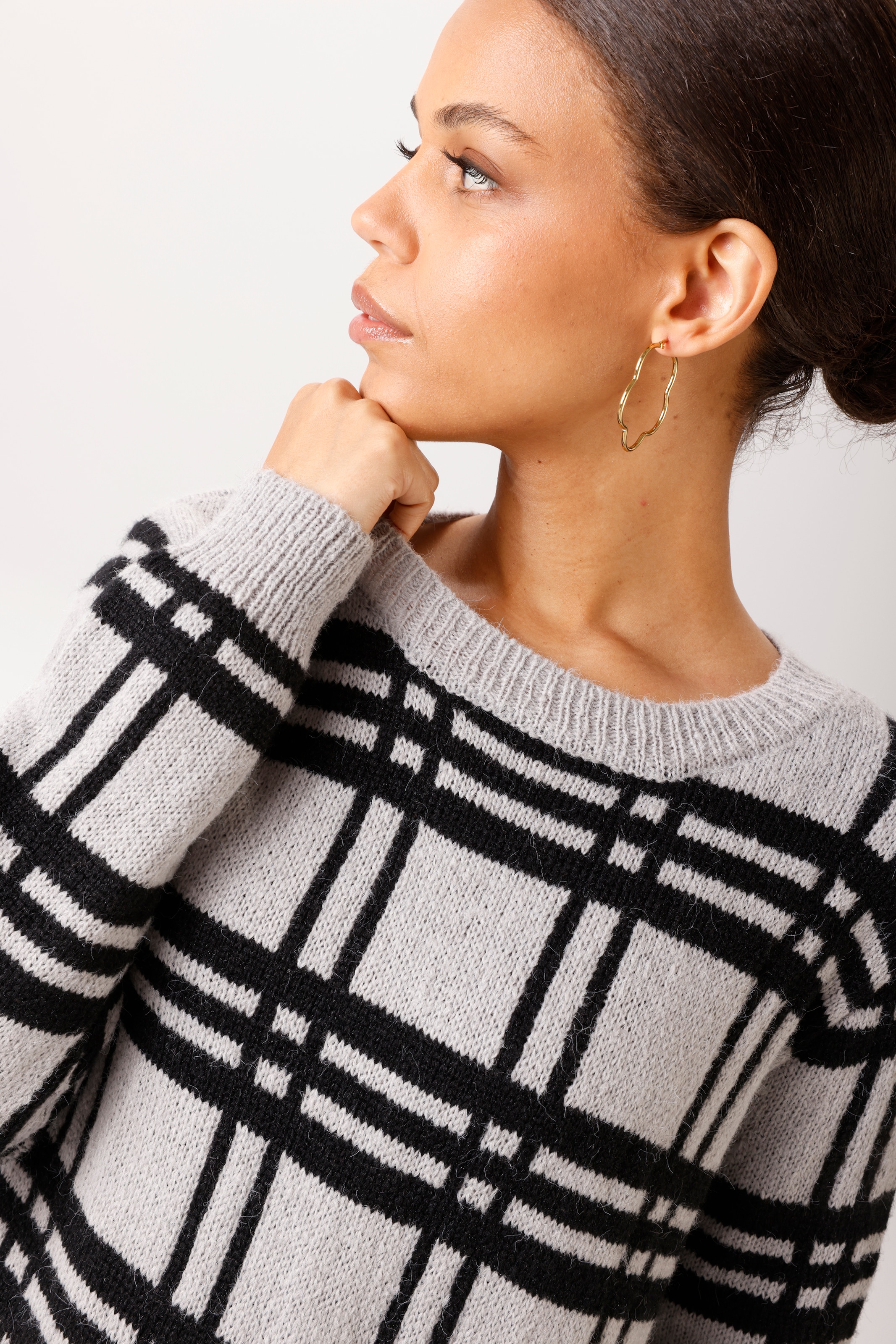 Aniston CASUAL Strickpullover im sportiven Karo-Dessin - NEUE KOLLEKTION