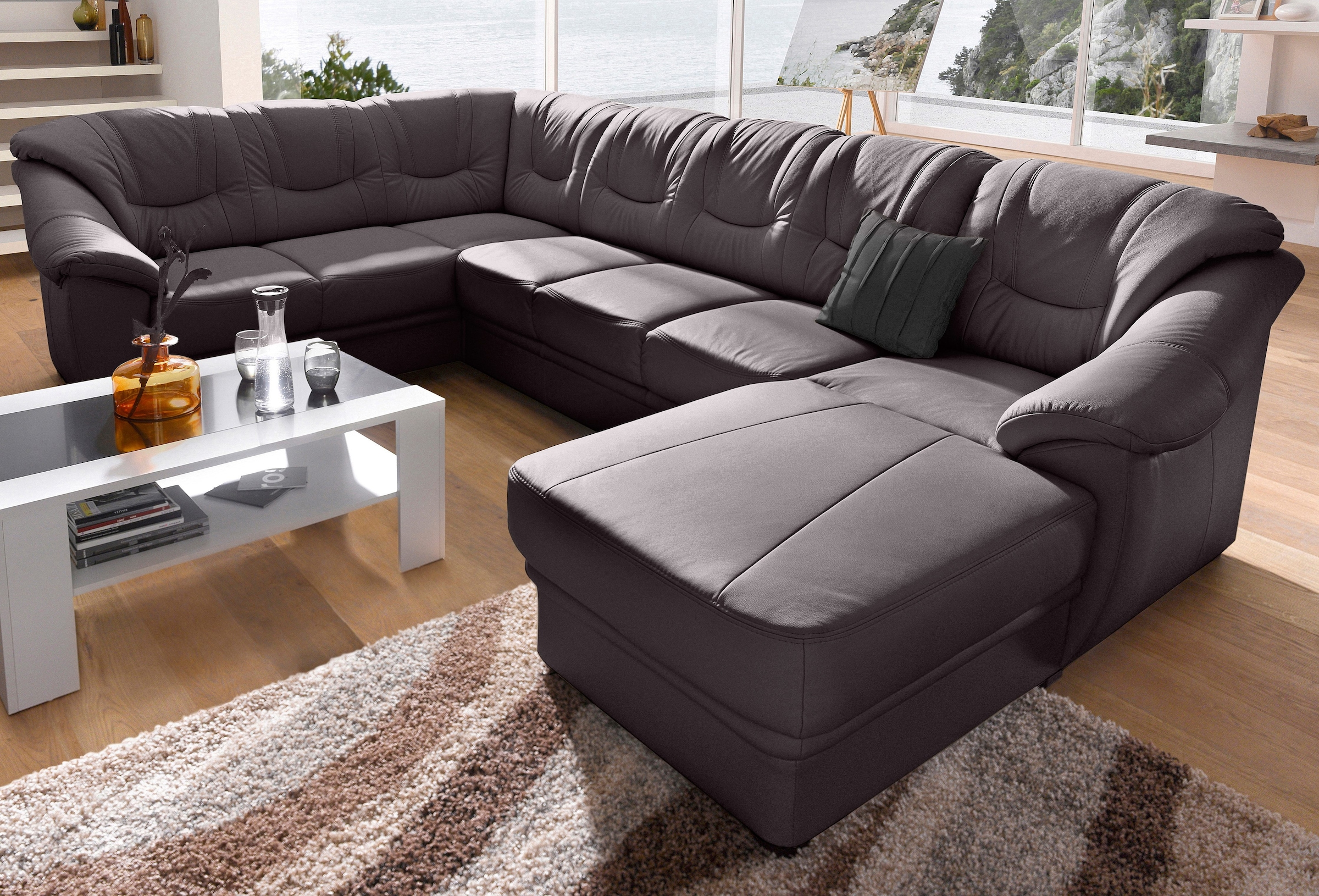 sit&more Wohnlandschaft "Savona, U-Form, B: 320 cm, Bettfunktion wählbar, Federkern-Polsterung" Komfortable Sitzhöhe 46 cm, Liegefläche 120 x 250 cm bei Bettfunktion