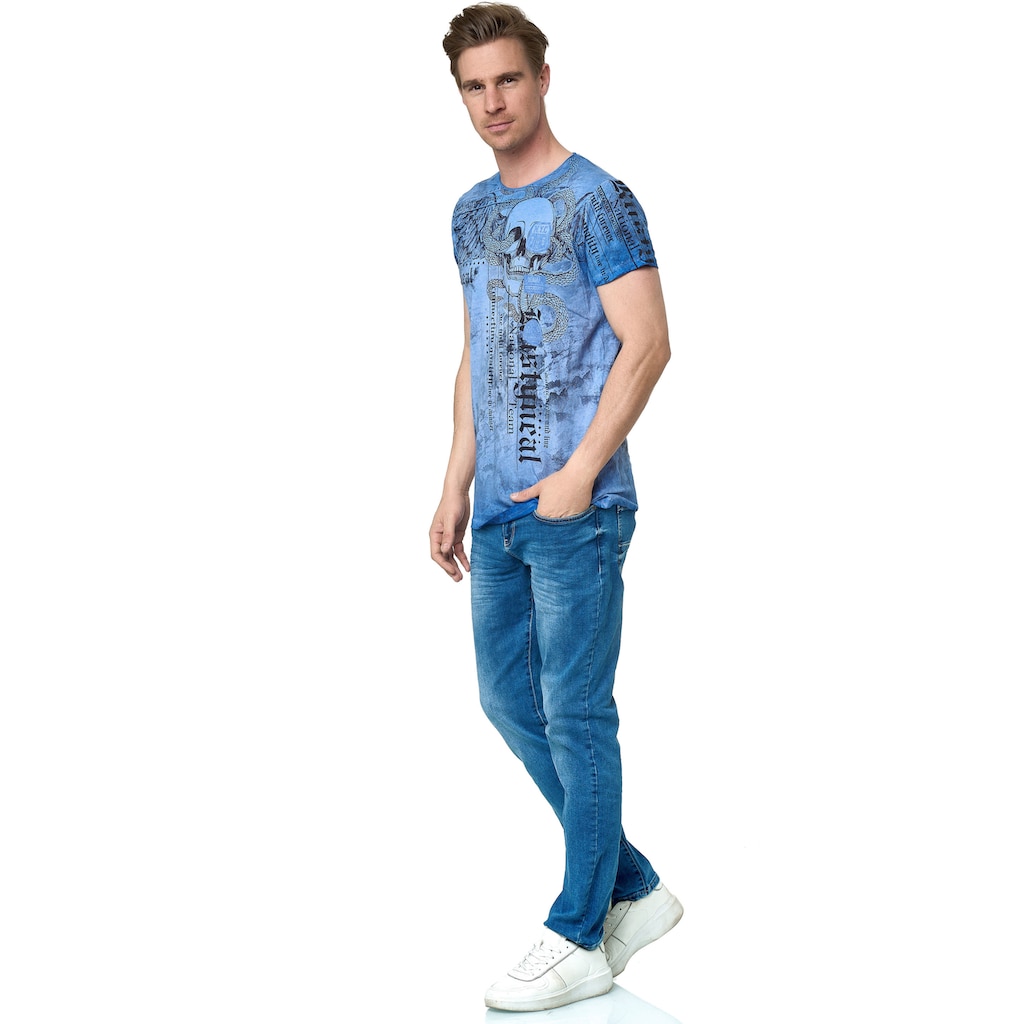 Rusty Neal T-Shirt, mit coolem Allover-Print