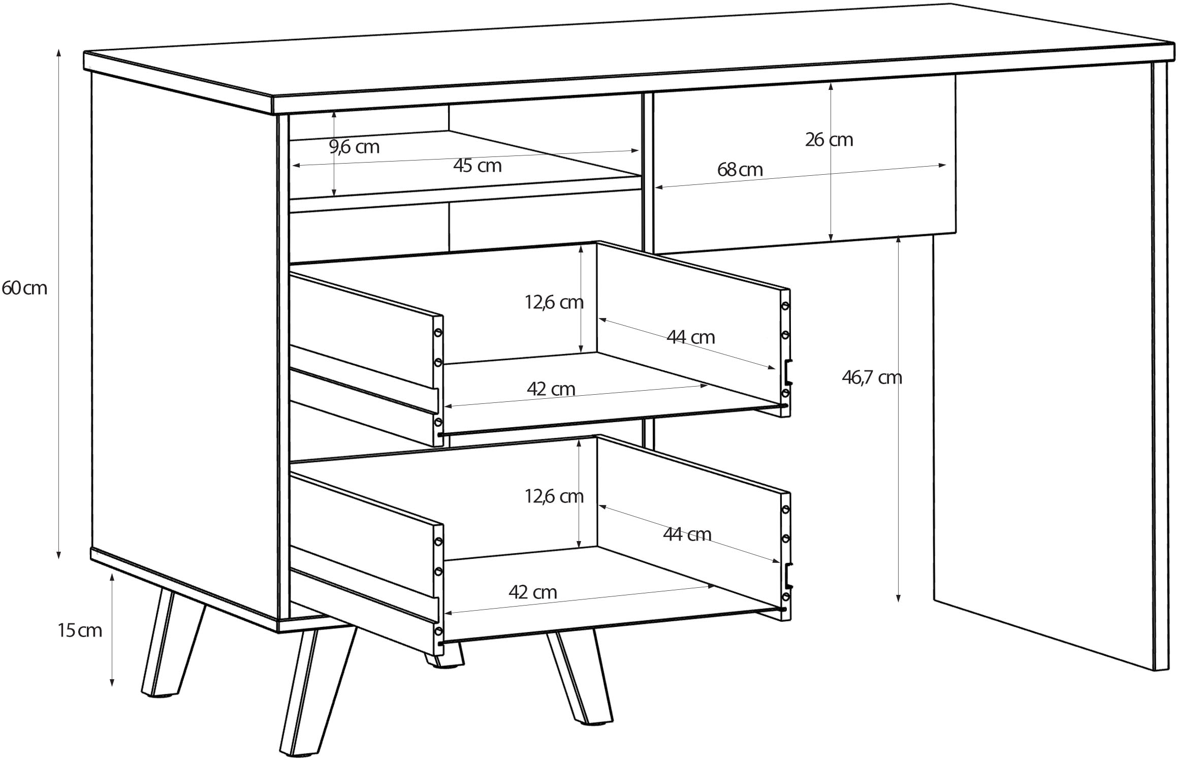 FORTE Schreibtisch, B/H/T 119,7/73,5/52,7 cm, Grifflos