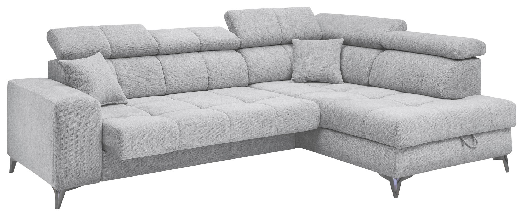 ED EXCITING DESIGN Ecksofa »Sydney L-Form mit Bettfunktion, Bettkasten, Kopfteilverstellung«, motorischer Sitztiefenverstellung, USB-Port & 2 Zierkissen