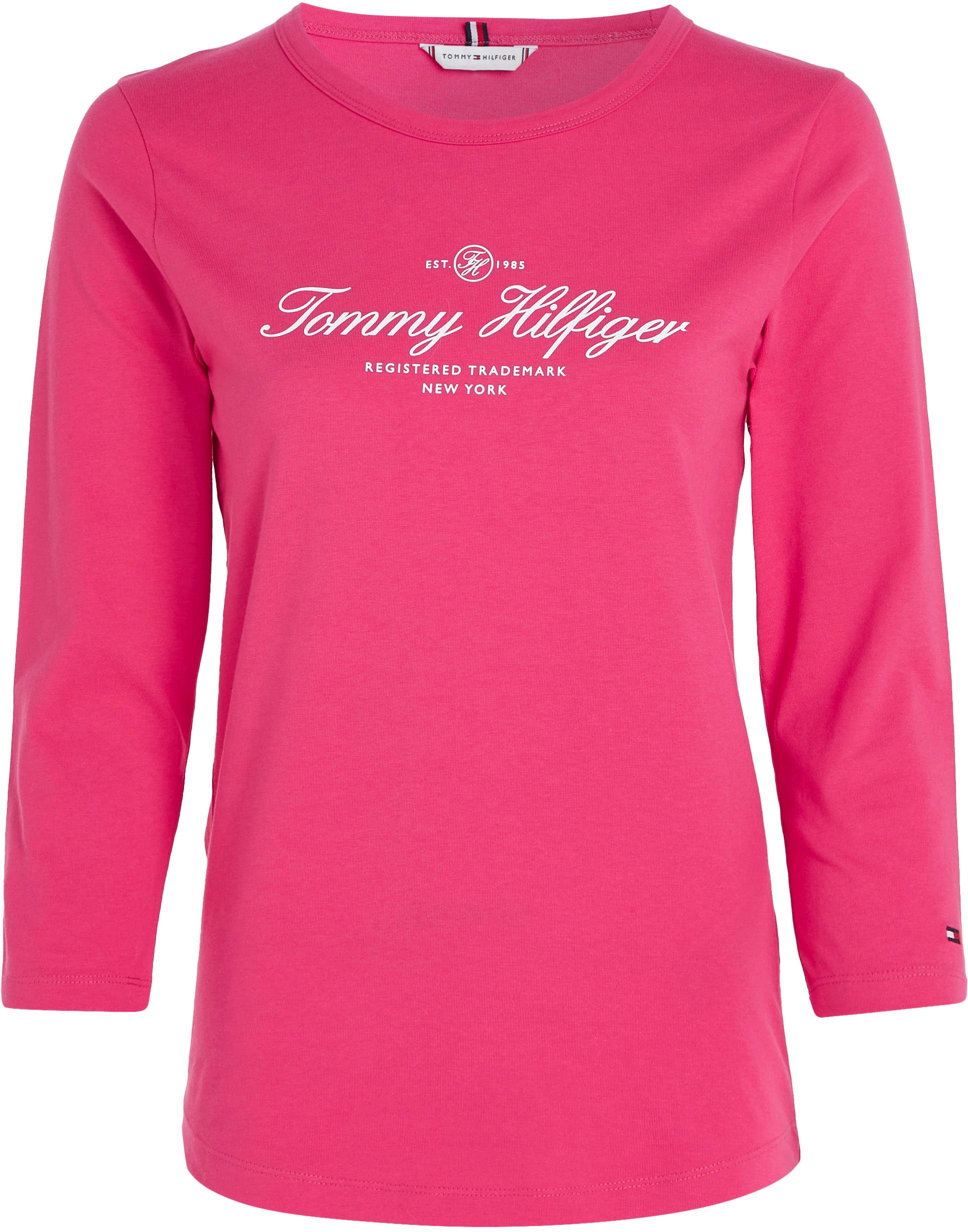 Tommy Hilfiger Langarmshirt »SLIM SIGNATURE OPEN NK 3/4SLV«, mit Tommy Hilfiger Signature Logo-Schriftzug