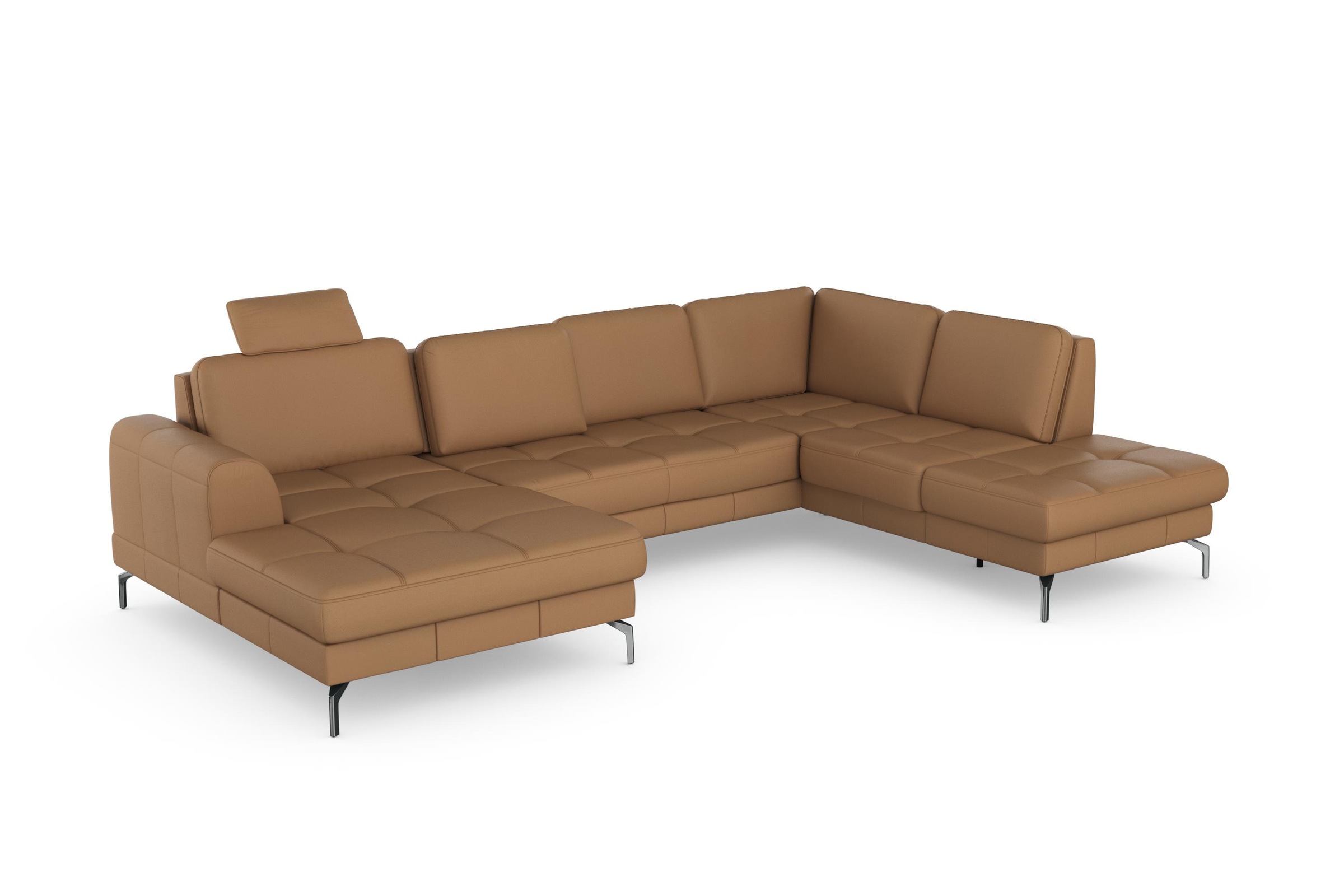 Wohnlandschaft SIT & MORE "Bendigo U-Form", braun (cappucino), B:332cm H:87cm T:226cm, Sofas, Wohnlandschaft, inklusive Sitztiefenverstellung, Bodenfreiheit 15 cm, in 2 Fußfarben 9
