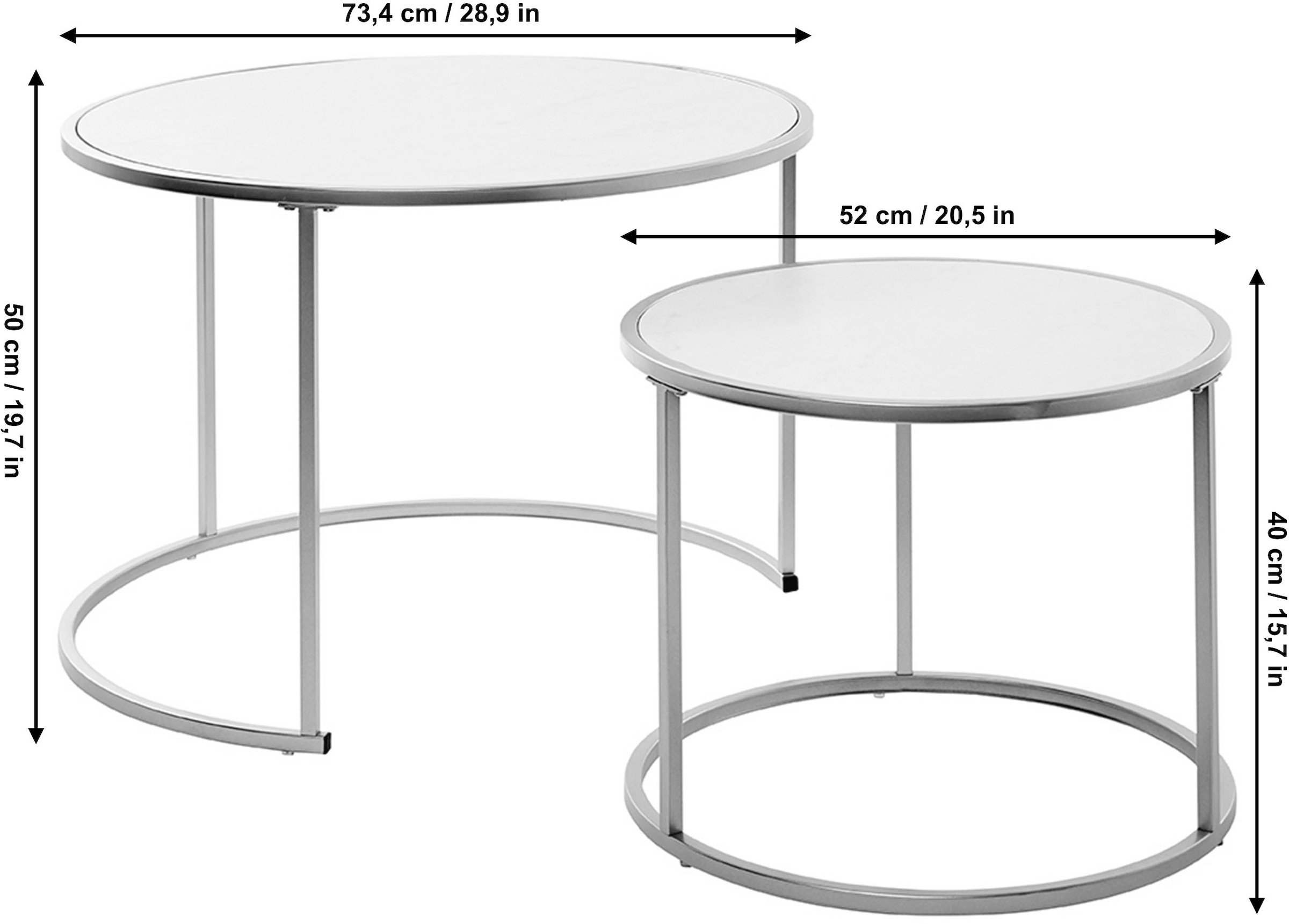 Jahnke Couchtisch, (2 St.), Couchtisch, Beistelltisch, Nachttisch in edlem Look