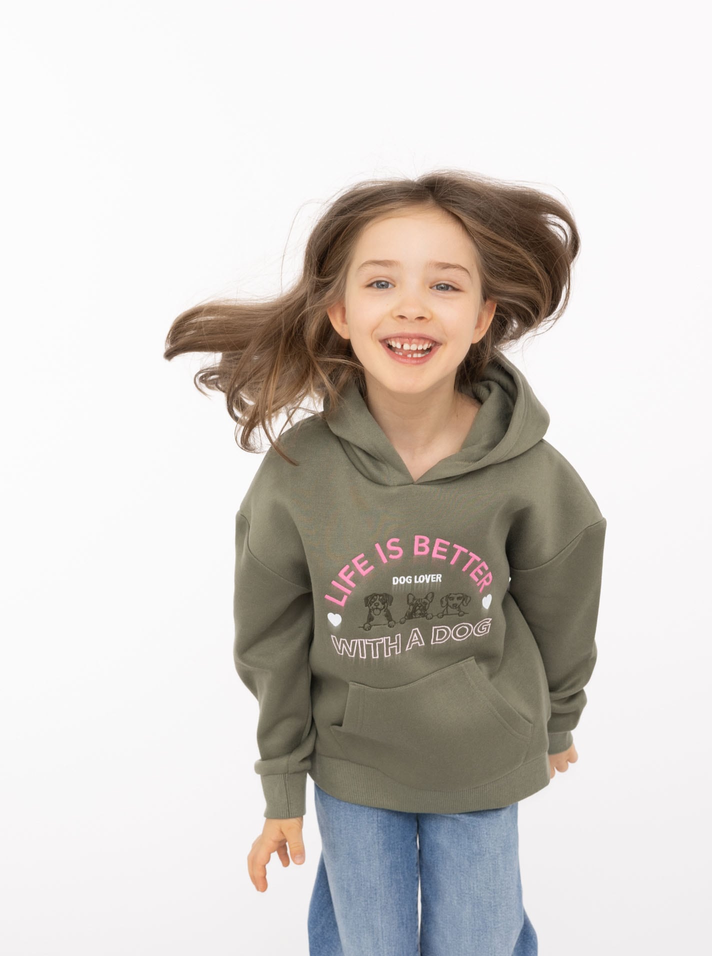 Zwillingsherz Hoodie »"Dog Life"« Mini-Me,mit gestickten Hunden und Slogan