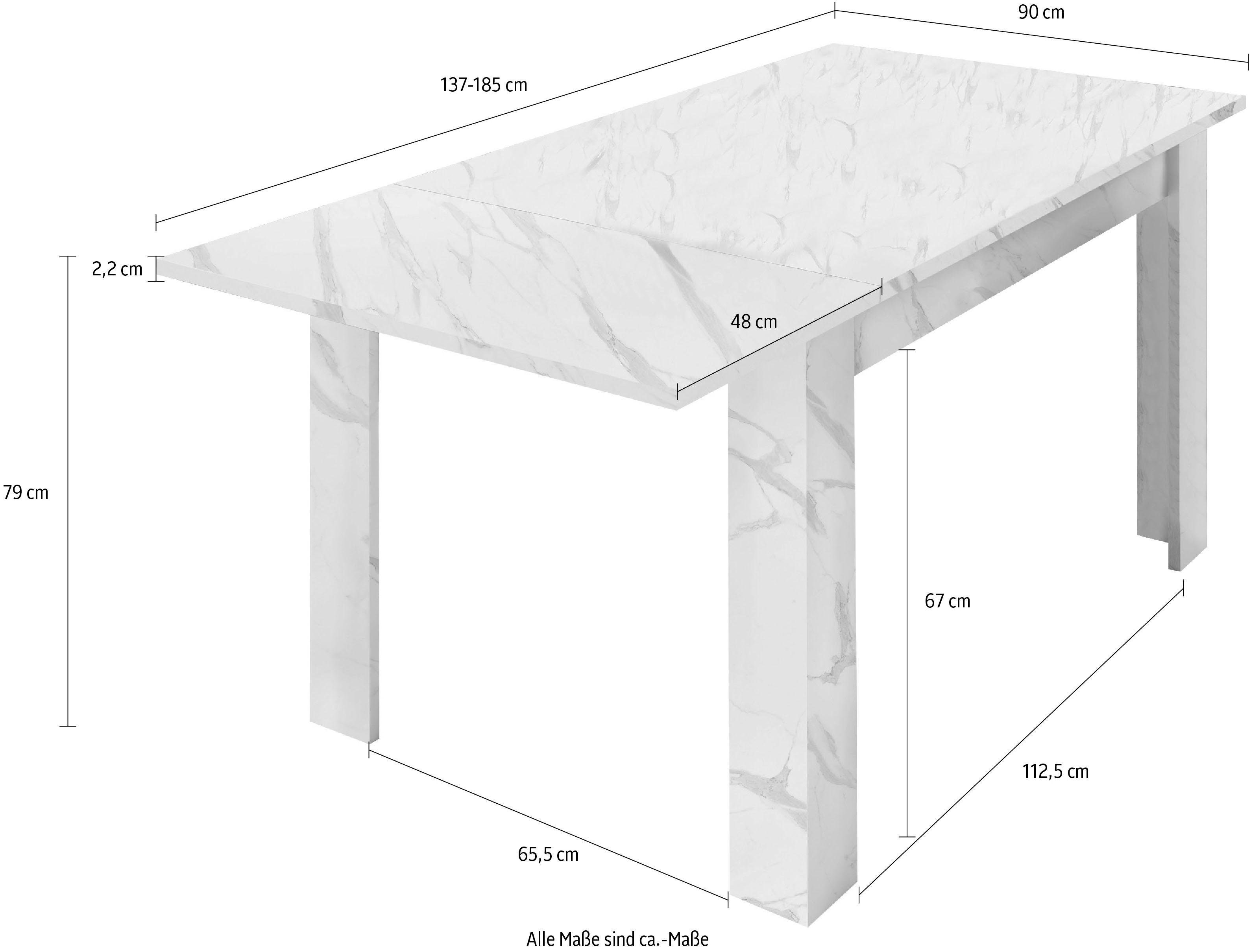 Thumbnail - INOSIGN Esstisch "Carrara", Breite 137-185 cm, inkl. Ansteckplatte