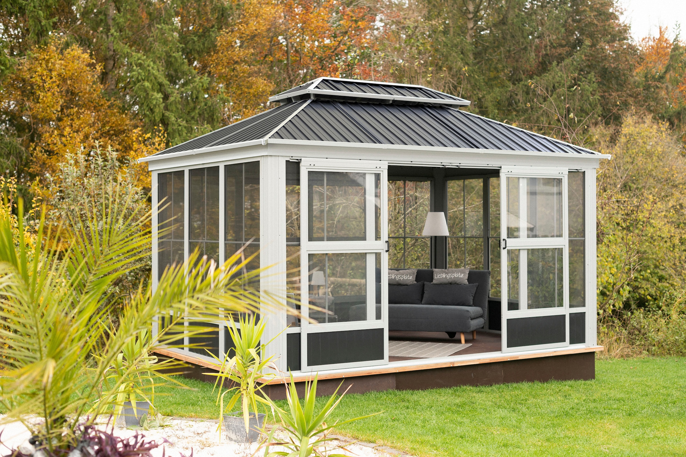Sojag Pavillon ""Olan 1014"" aus Aluminium, mit Wintergarten, inkl. Moskito günstig online kaufen