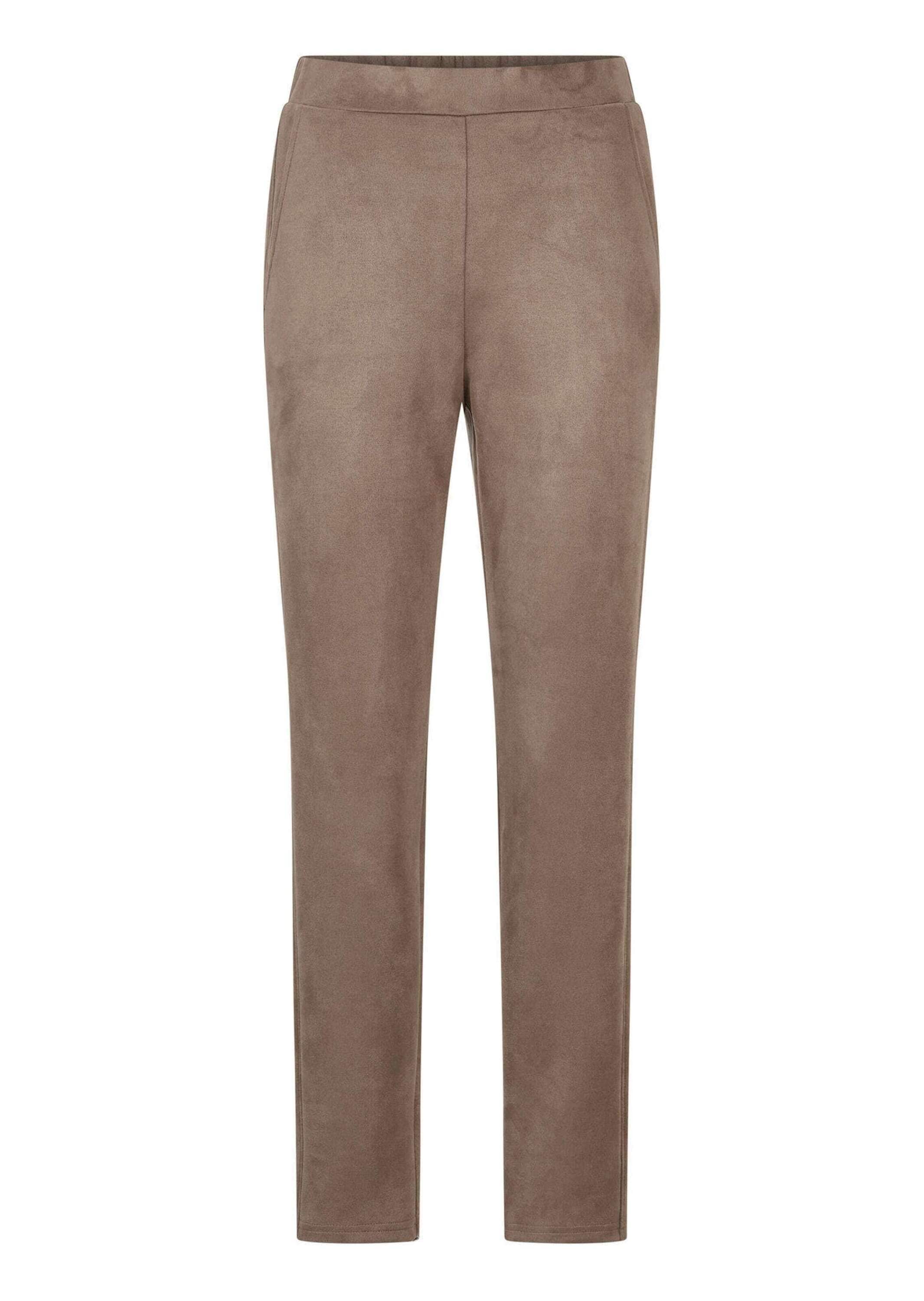 GOLDNER Chinohose "Knöchellange Velourslederhose LOUISA" Zierleistentaschen hinten