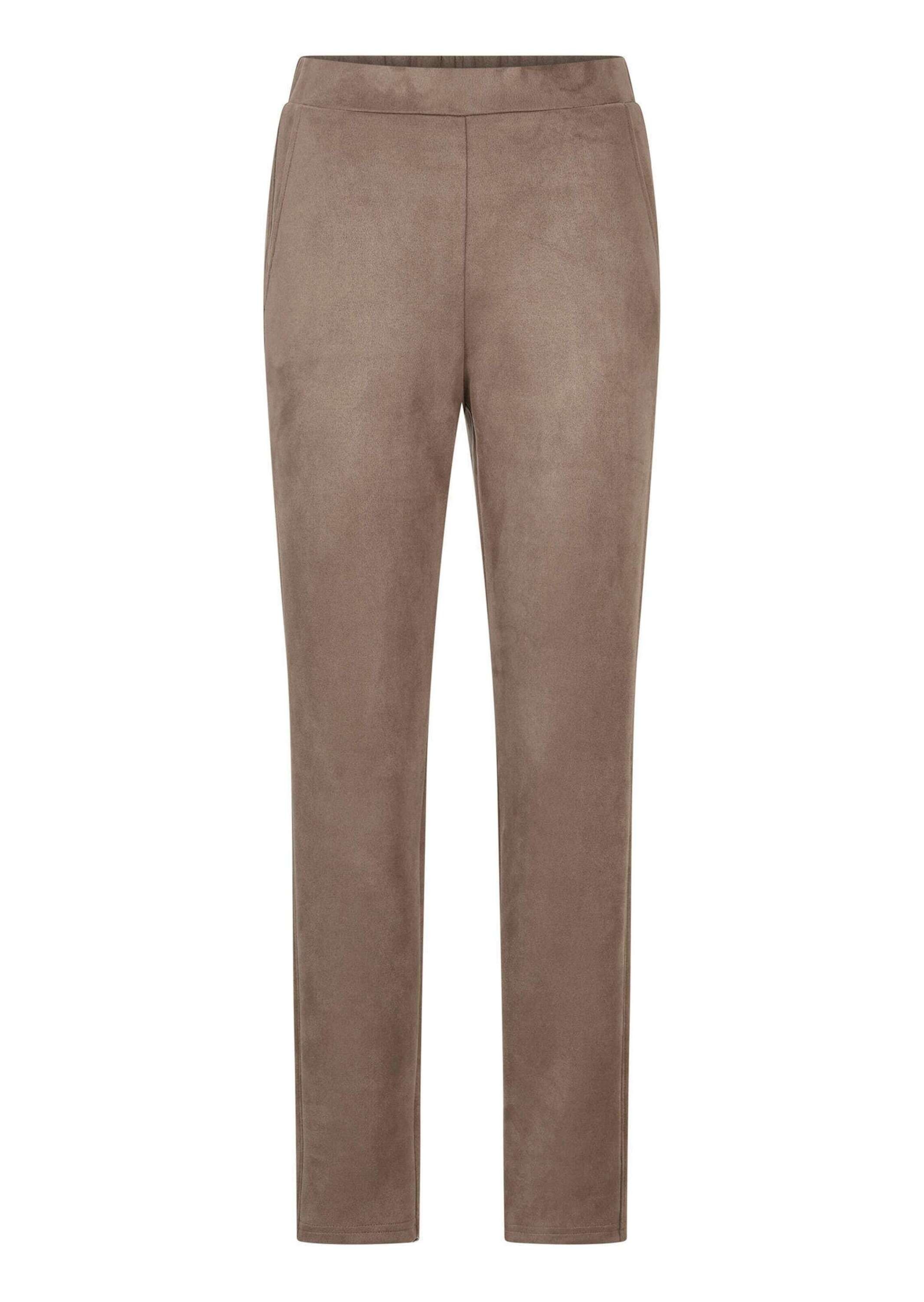 GOLDNER Chinohose "Kurzgröße Knöchellange Velourslederhose LOUISA" Zierleistentaschen hinten