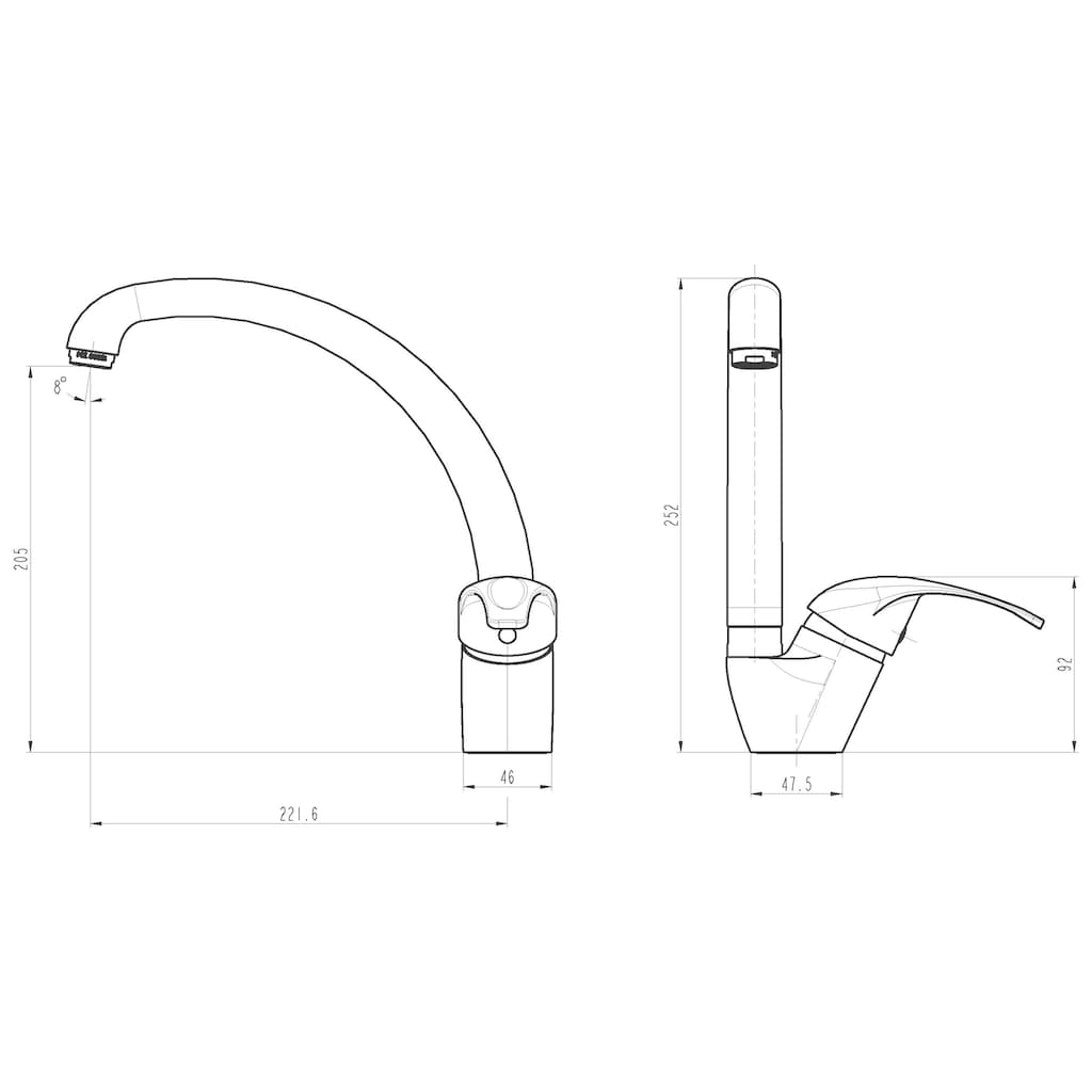 Schütte Spültischarmatur »DIZIANI«, 360° schwenkbarer Wasserhahn Küche, Mischbatterie, Chrom