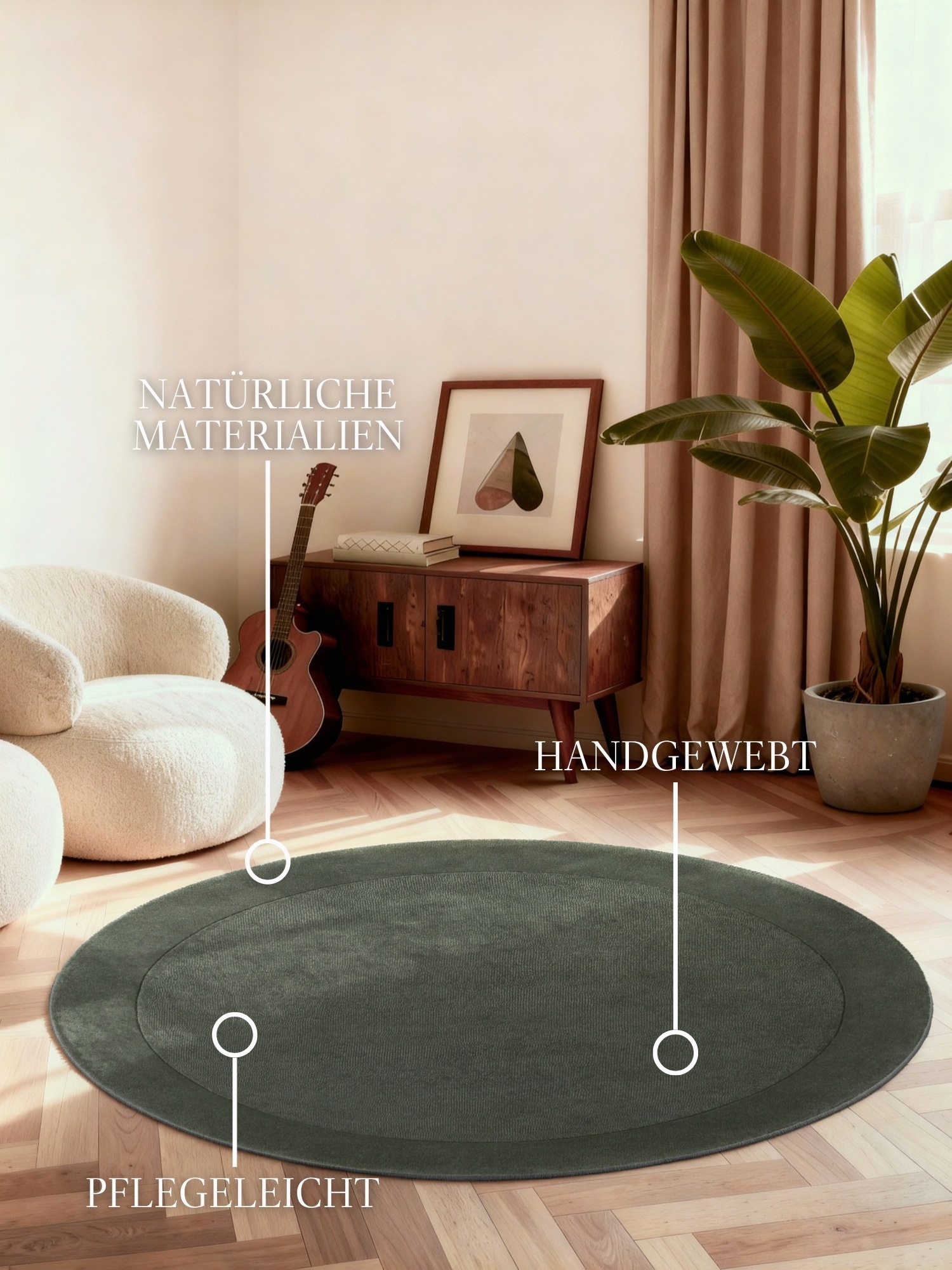 Villeroy & Boch Teppich "Wollteppich Kari" rund 17 mm Höhe Handgewebt, Woll günstig online kaufen