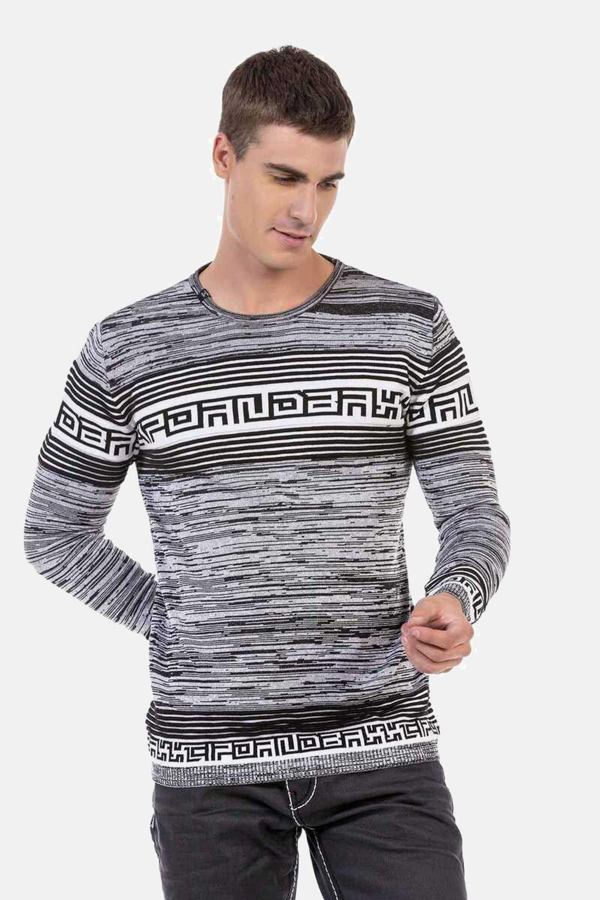 Cipo & Baxx Rundhalspullover "Pullover", (1 tlg.), in Melange Strick, CP244 günstig online kaufen