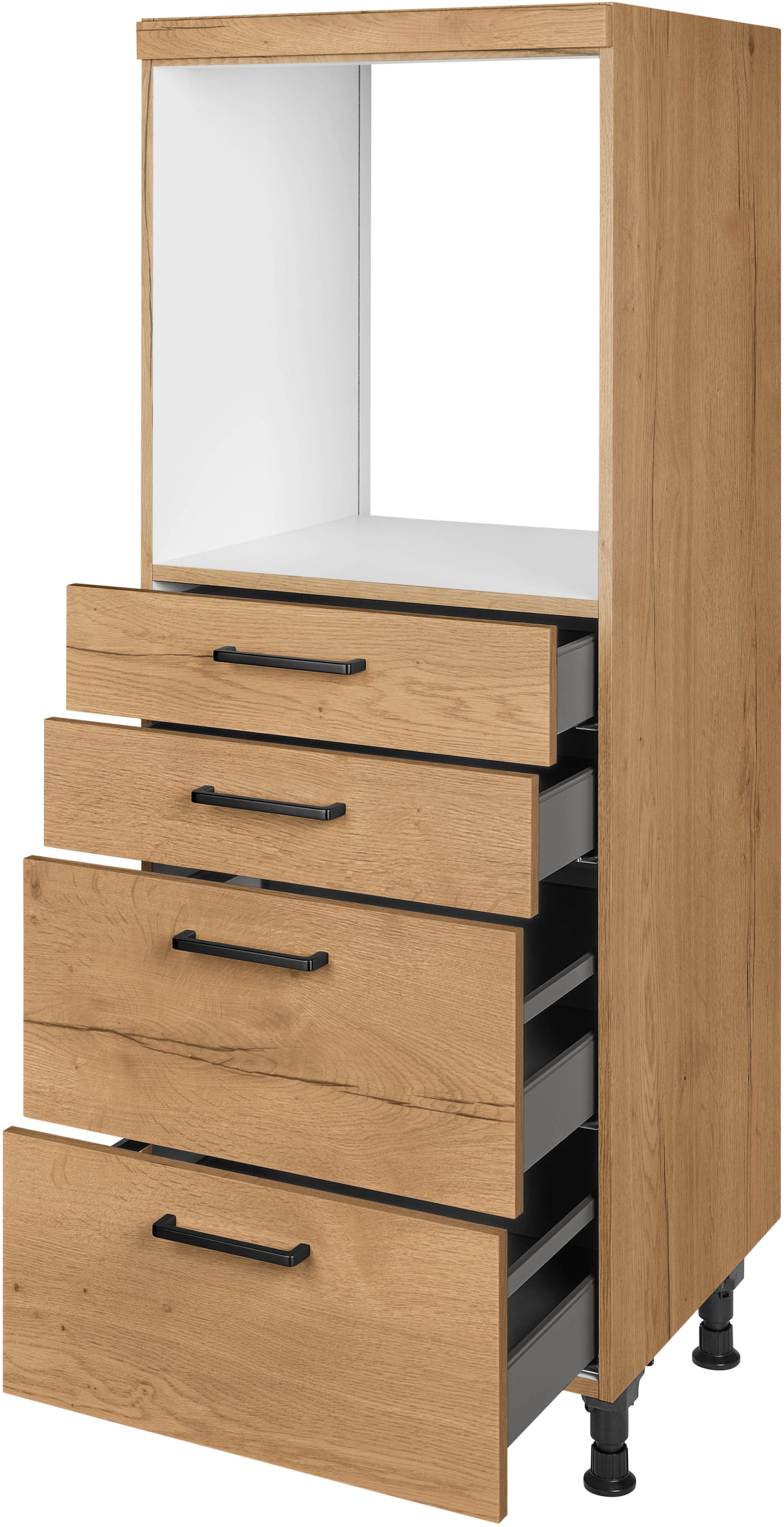 nobilia® Herdumbauschrank »"Structura", mit Schubkästen und Auszügen,« vormontiert, Breite/Höhe: 60/167,8 cm